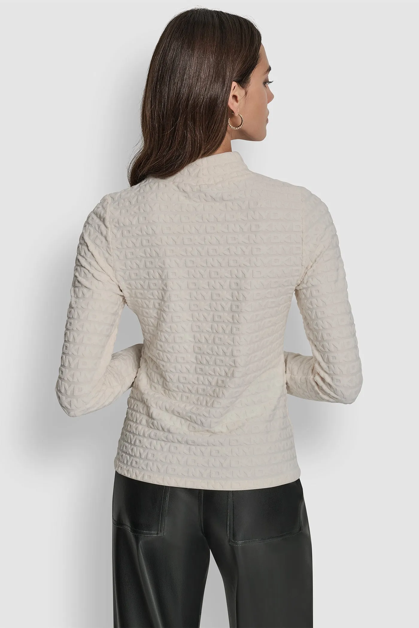 LOGO JACQUARD LONG SLEEVE MOCK NECK TEE sold by DKNY product image thumbnail 2