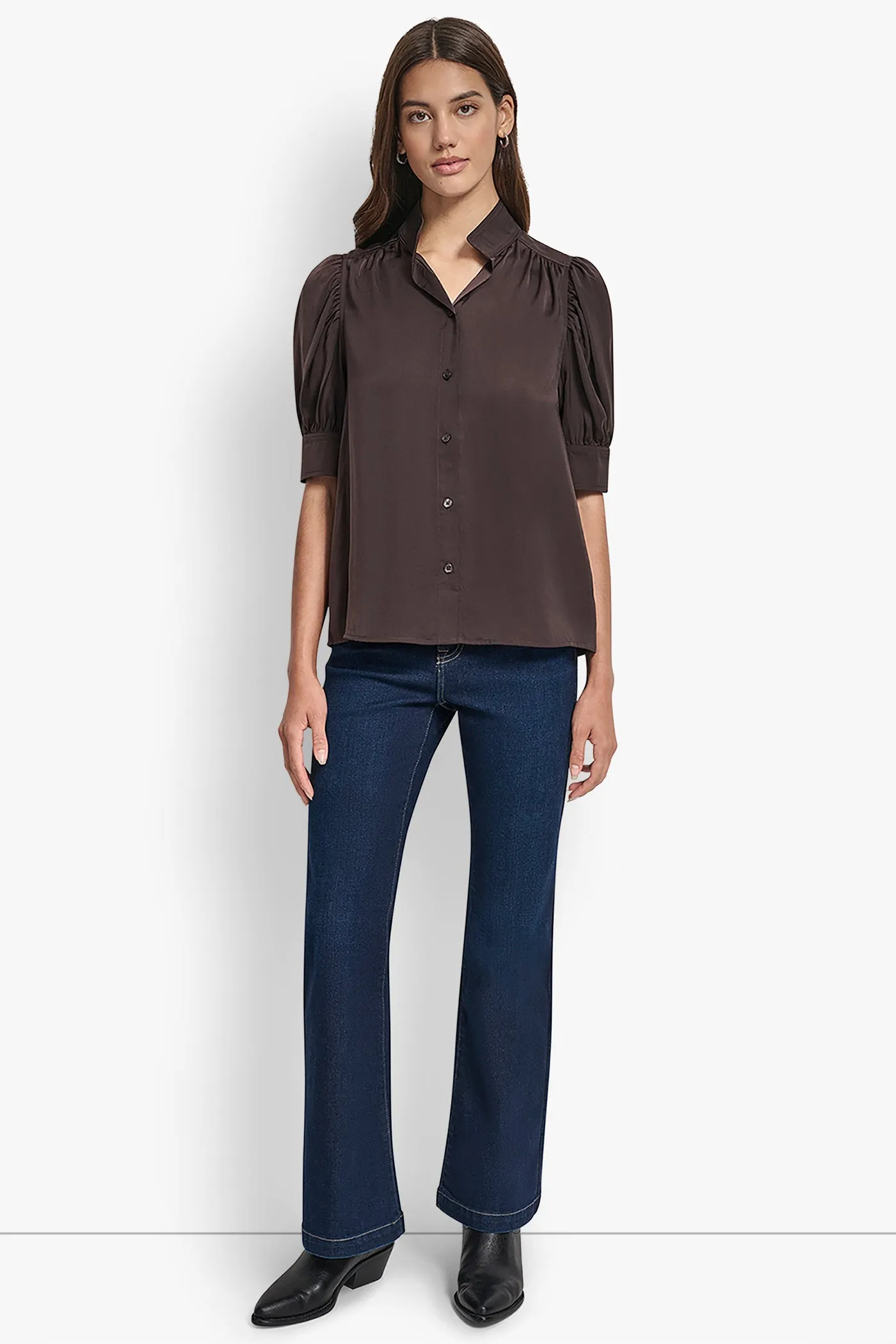 PUFF SLEEVE COLLARLESS SHIRT sold by DKNY product image thumbnail 5
