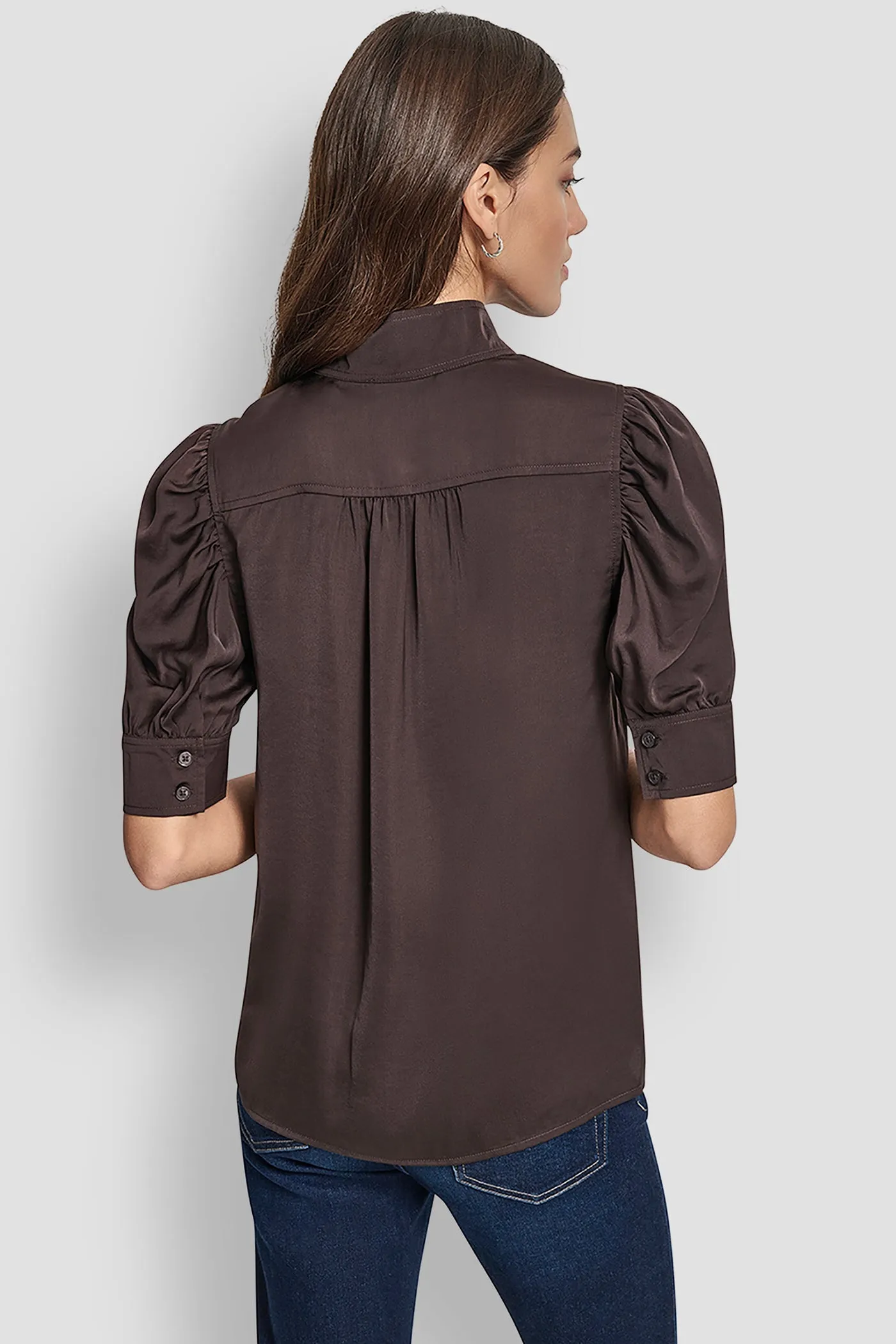 PUFF SLEEVE COLLARLESS SHIRT sold by DKNY product image thumbnail 2