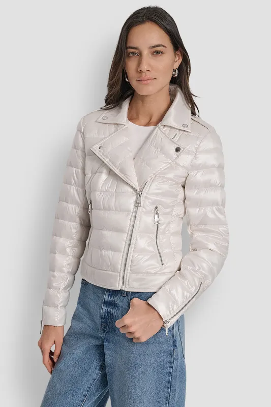 MOTO-STYLE PUFFER JACKET sold by DKNY