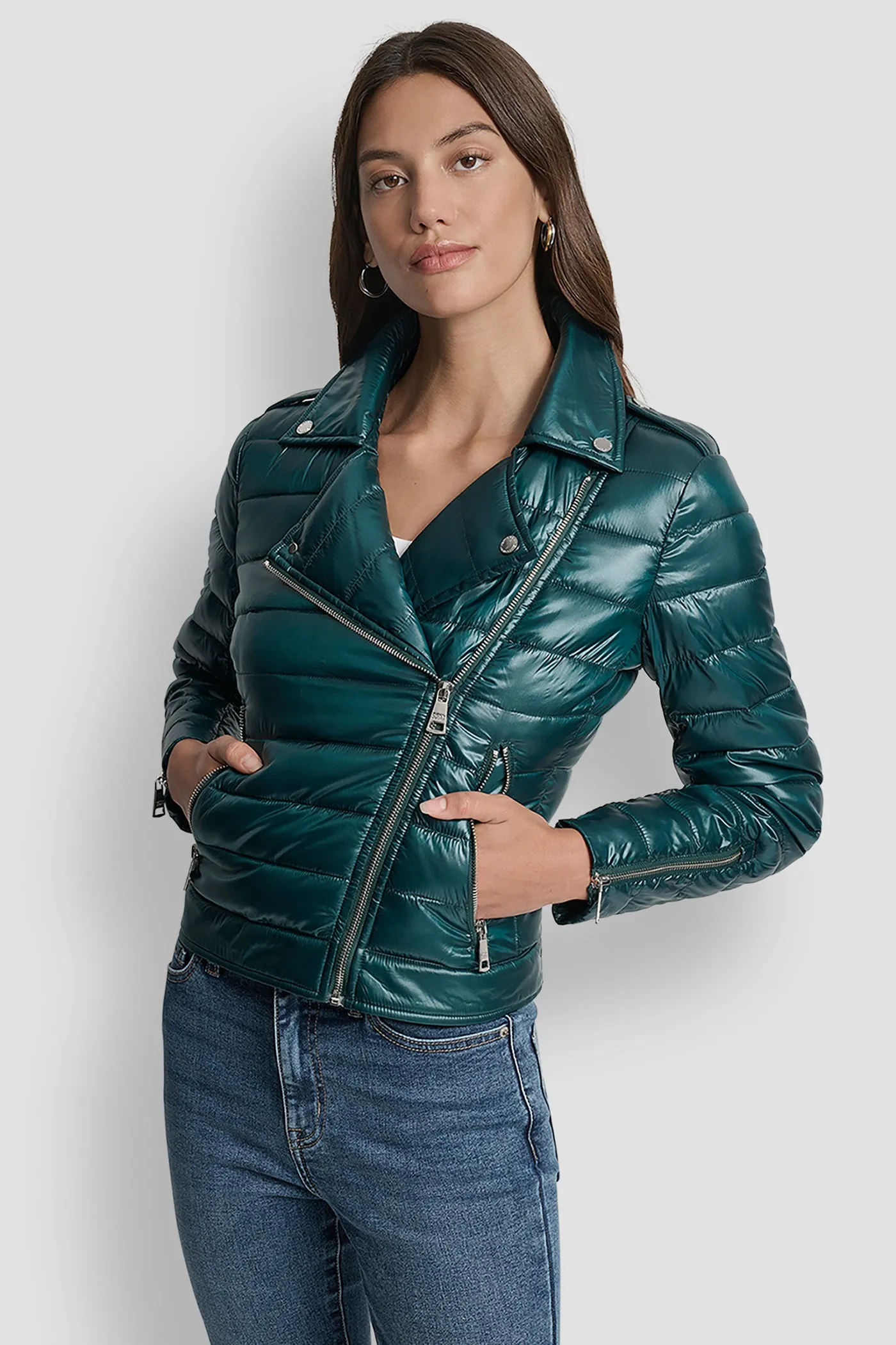 MOTO-STYLE PUFFER JACKET sold by DKNY