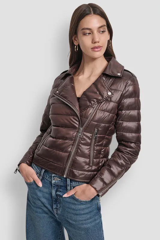 MOTO-STYLE PUFFER JACKET sold by DKNY