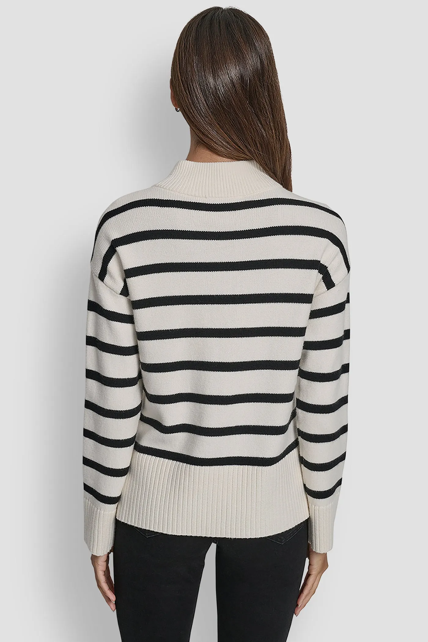 LONG SLEEVED 1/4 ZIP COLLAR STRIPED SWEATER sold by DKNY product image thumbnail 2