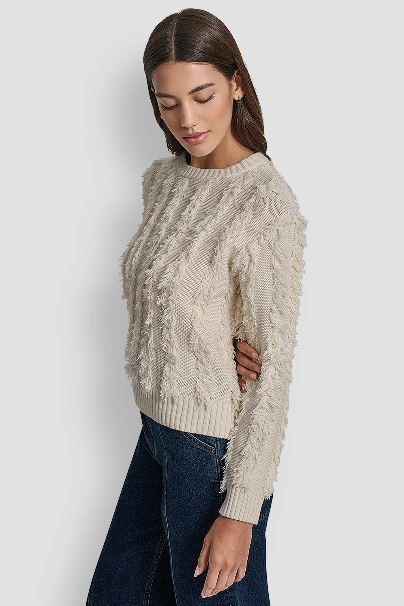 LONG SLEEVE CREW NECK WITH FRINGE STITCHING sold by DKNY product image thumbnail 2