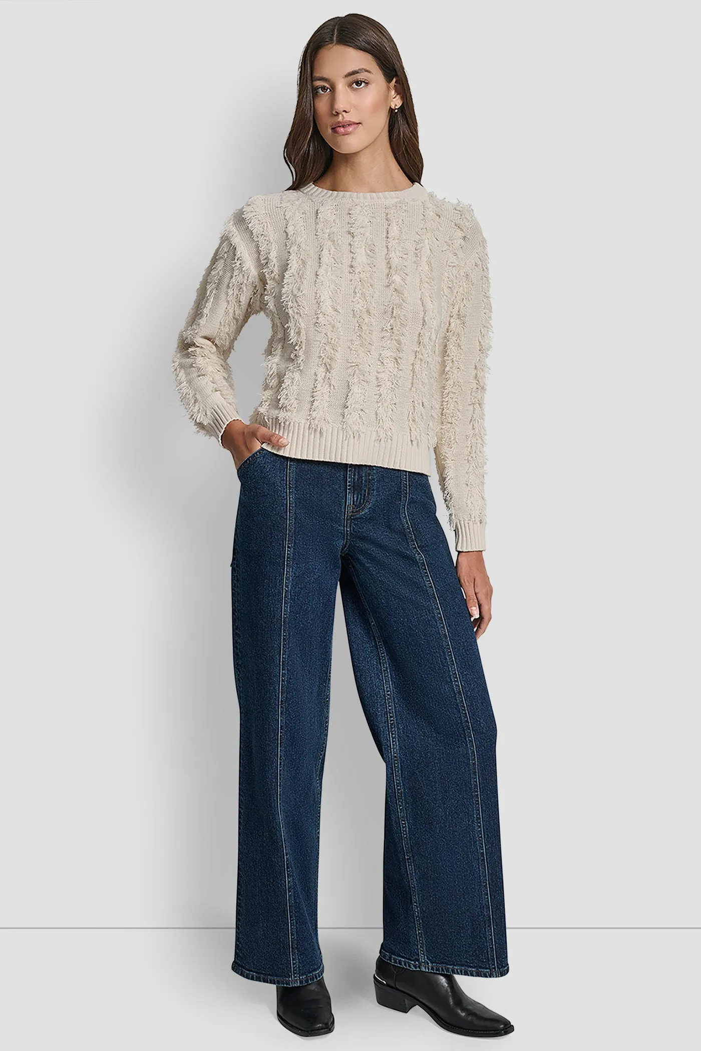 LONG SLEEVE CREW NECK WITH FRINGE STITCHING sold by DKNY product image thumbnail 5