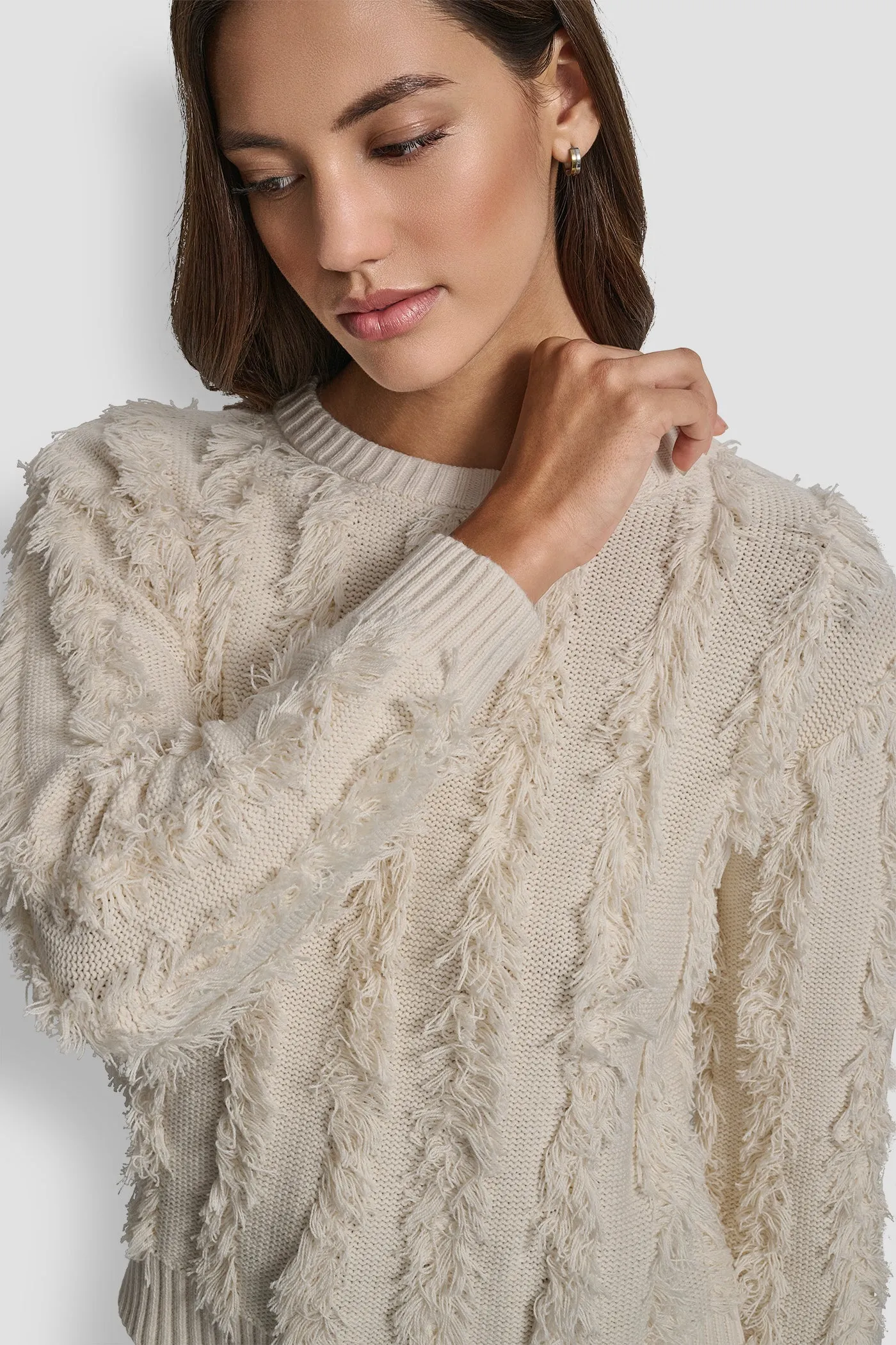 LONG SLEEVE CREW NECK WITH FRINGE STITCHING sold by DKNY product image thumbnail 4