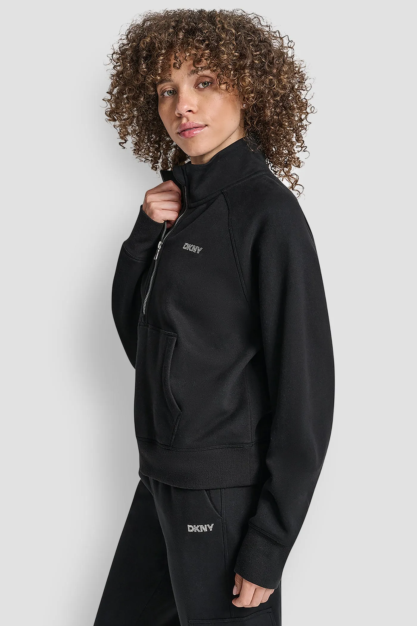 MINI STUD LOGO HALF ZIP PULLOVER WITH KANGA POCKET sold by DKNY product image thumbnail 3