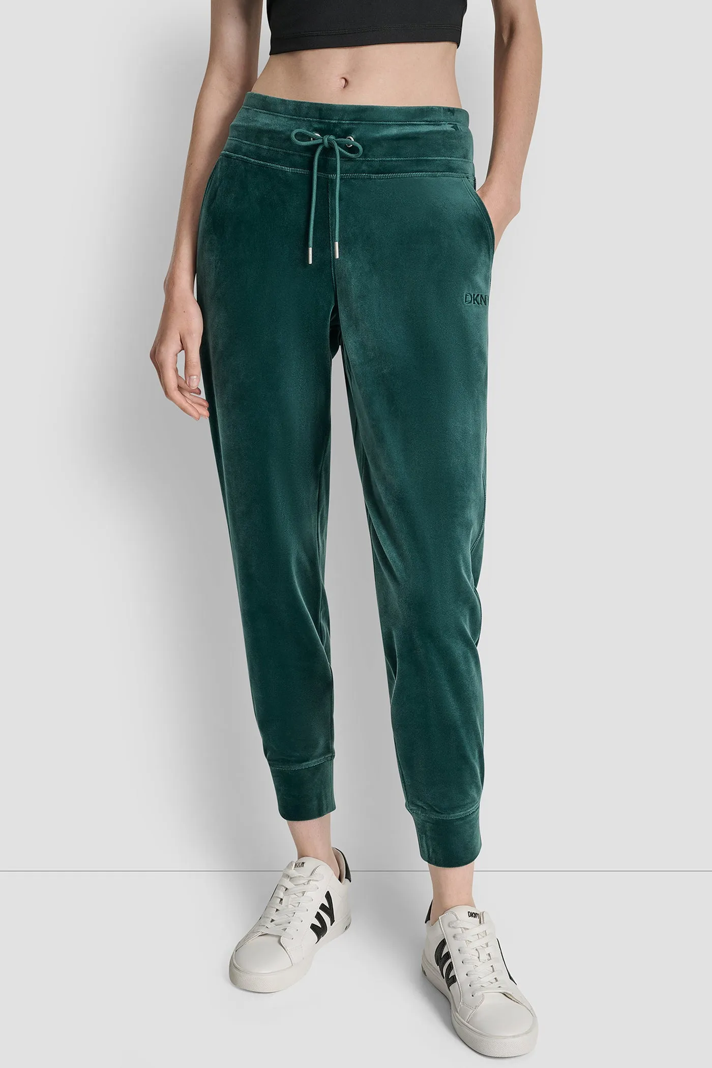 VELOUR HD EMBROIDERY LOGO SLIM FIT JOGGER sold by DKNY