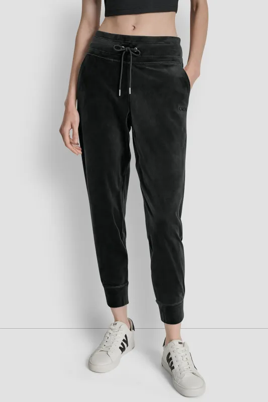 EMBROIDERY LOGO CUFFED SLIM FIT JOGGER WITH POCKETS sold by DKNY
