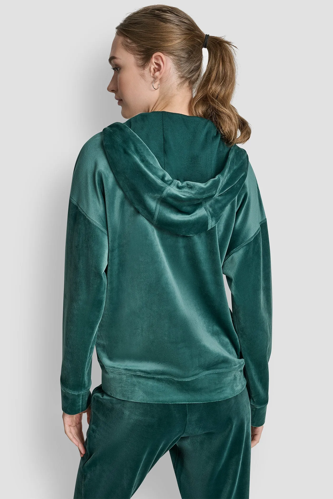 VELOUR HD EMBROIDERY LOGO FULL ZIP HOODIE sold by DKNY product image thumbnail 2
