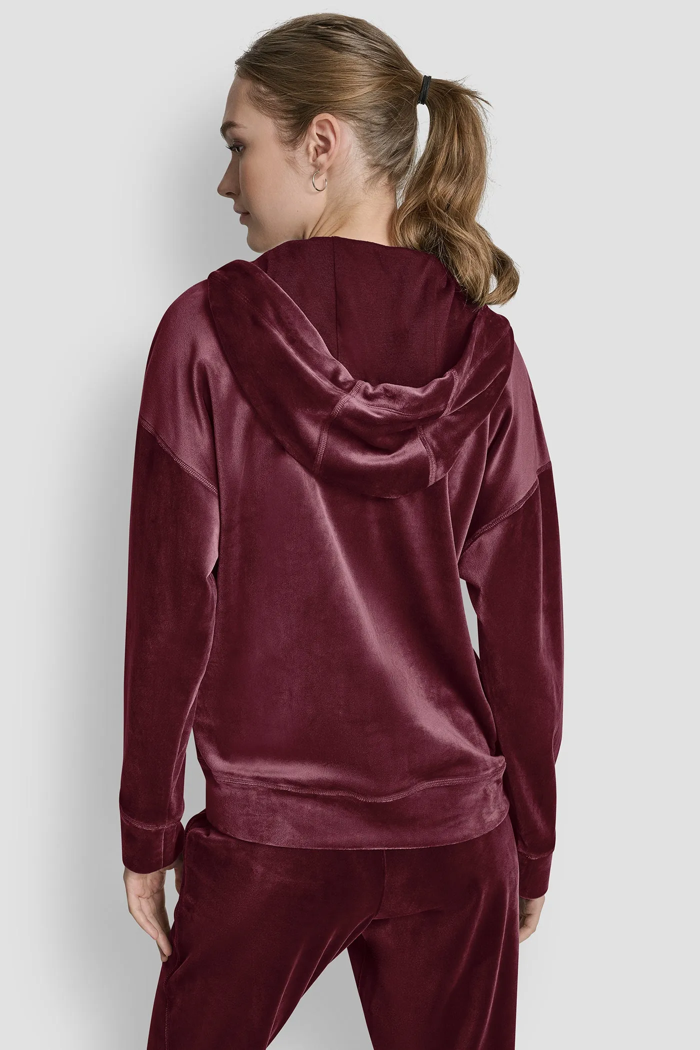VELOUR HD EMBROIDERY LOGO FULL ZIP HOODIE sold by DKNY product image thumbnail 2
