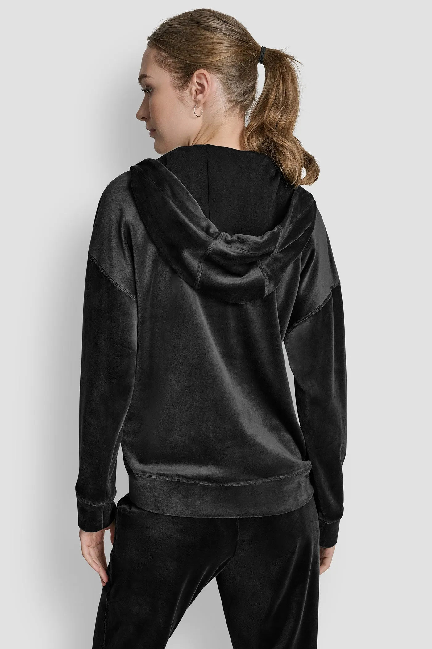 VELOUR HD EMBROIDERY LOGO FULL ZIP HOODIE sold by DKNY product image thumbnail 2