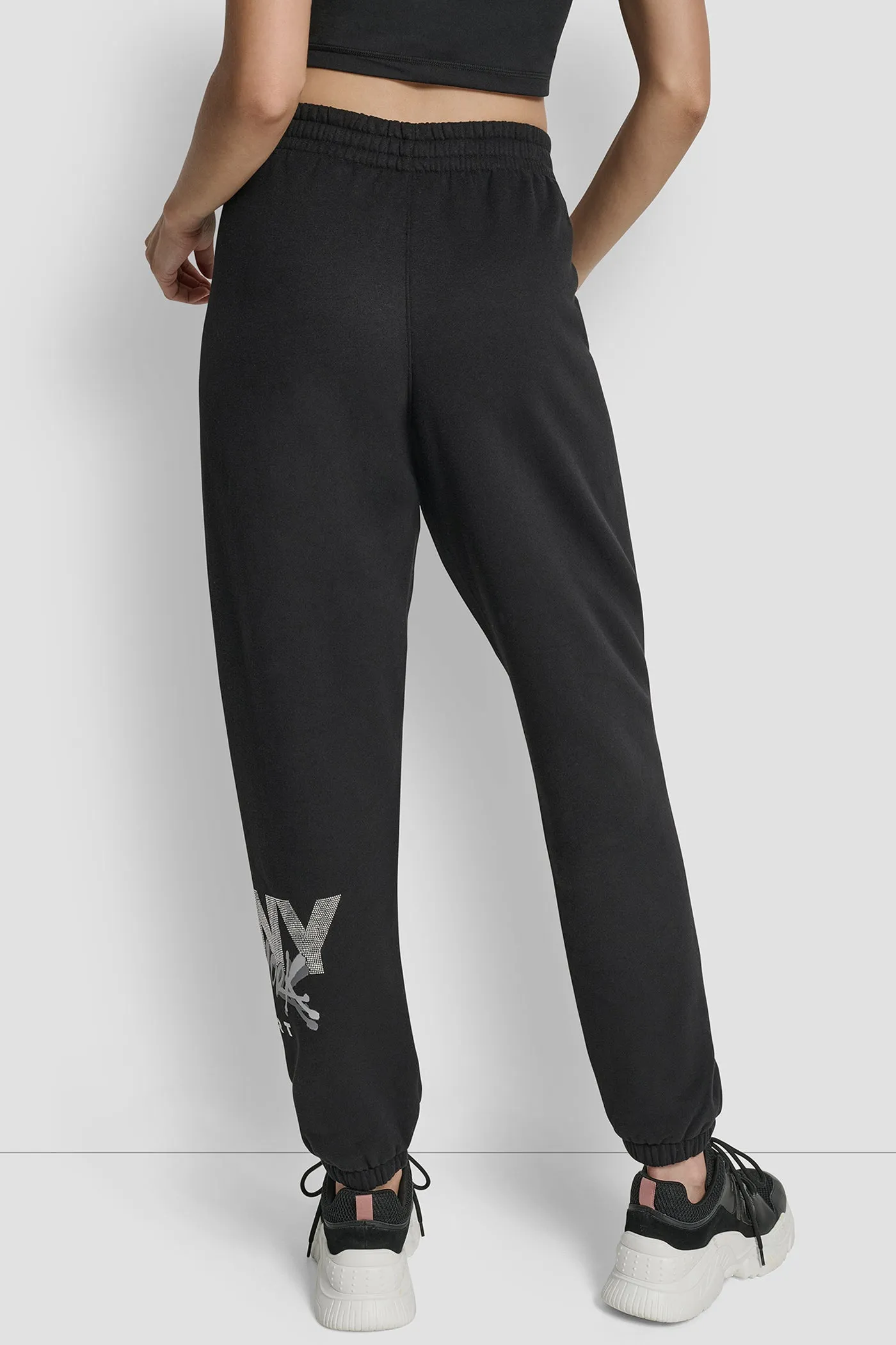 GRAFFITI RHINESTONE LOGO HIGH RISE RELAXED FIT JOGGER sold by DKNY product image thumbnail 2