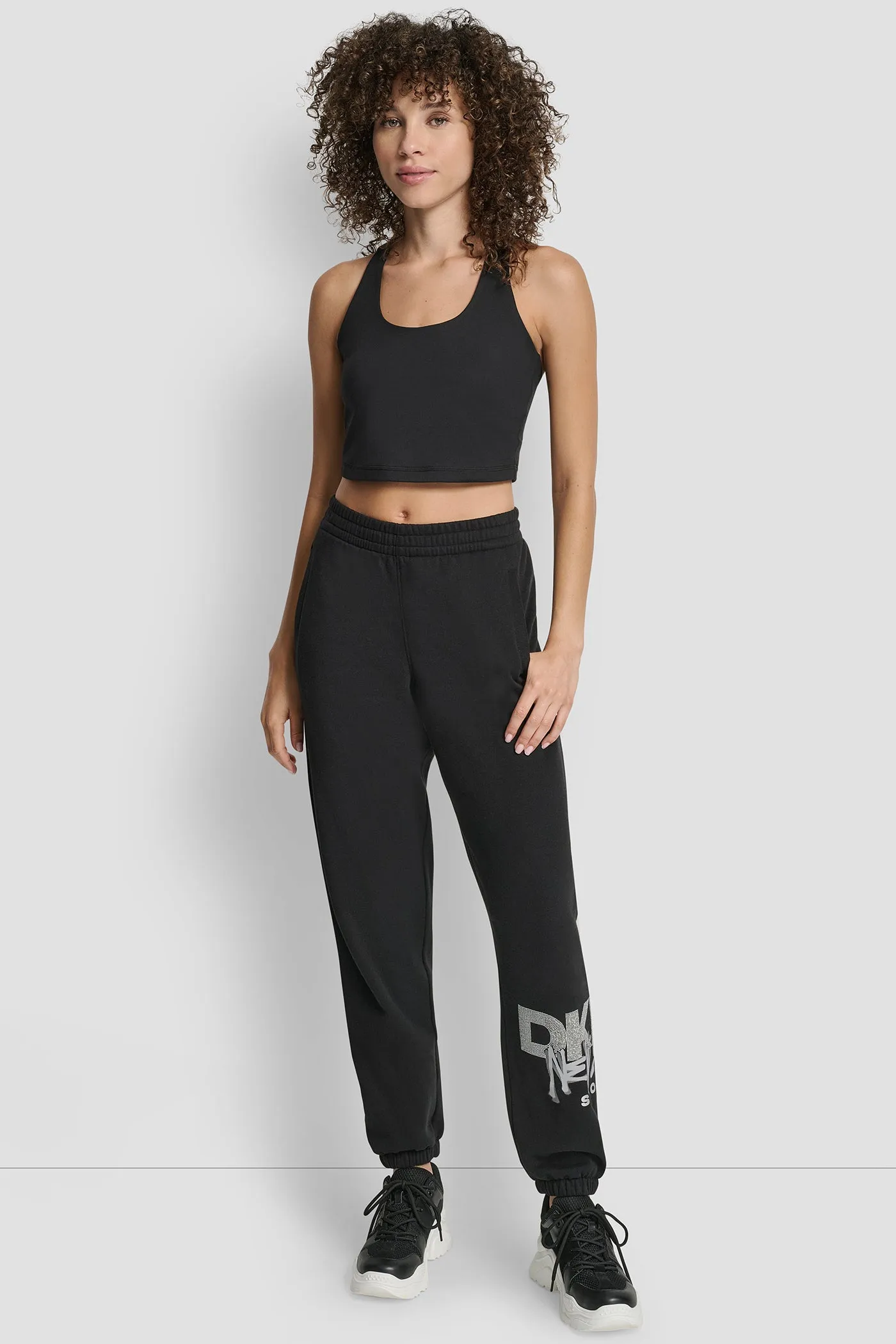 GRAFFITI RHINESTONE LOGO HIGH RISE RELAXED FIT JOGGER sold by DKNY product image thumbnail 5