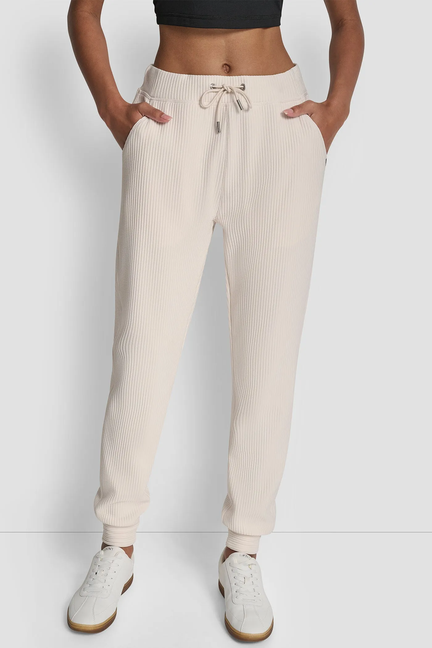 HIGH-RISE RIB-KNIT JOGGER sold by DKNY