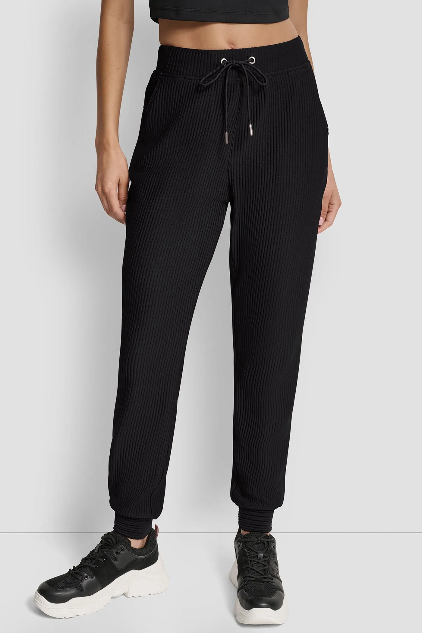 HIGH-RISE RIB-KNIT JOGGER sold by DKNY