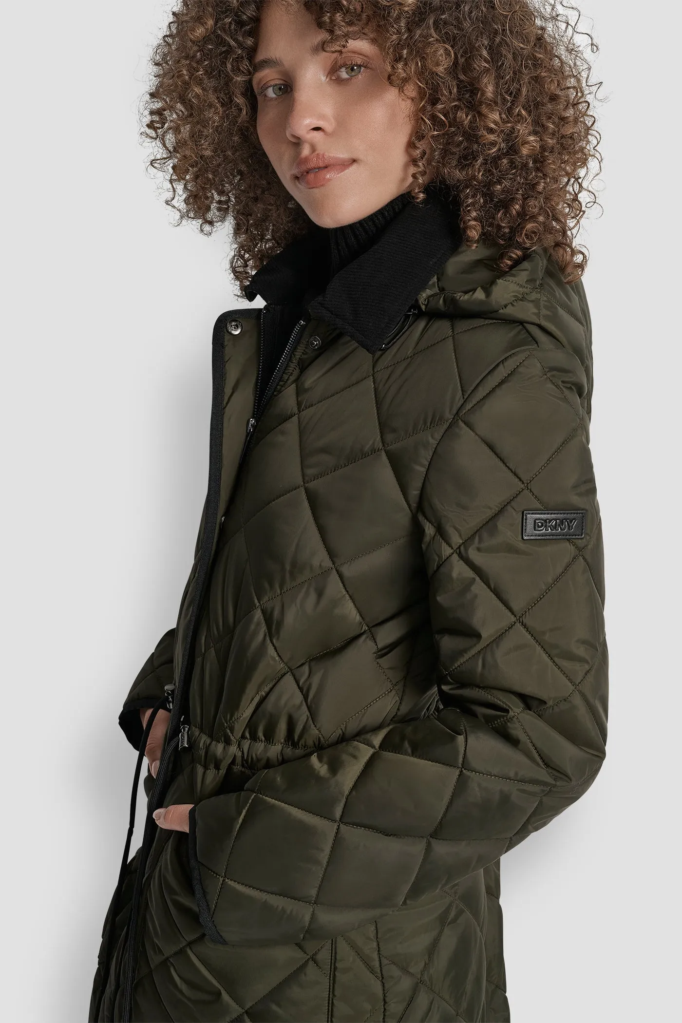 CORDUROY COLLAR HOODED QUILTED COAT sold by DKNY product image thumbnail 4