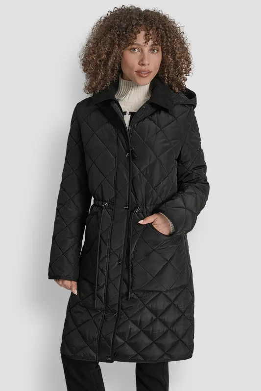 LONG QUILTED COAT made by DKNY