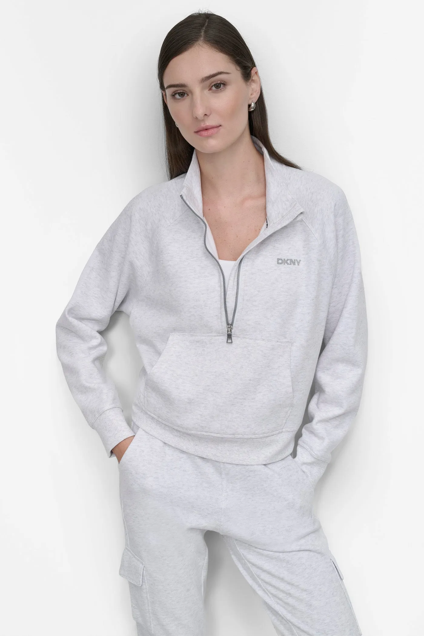 LOGO-EMBELLISHED HALF-ZIP SWEATSHIRT sold by DKNY product image thumbnail 4