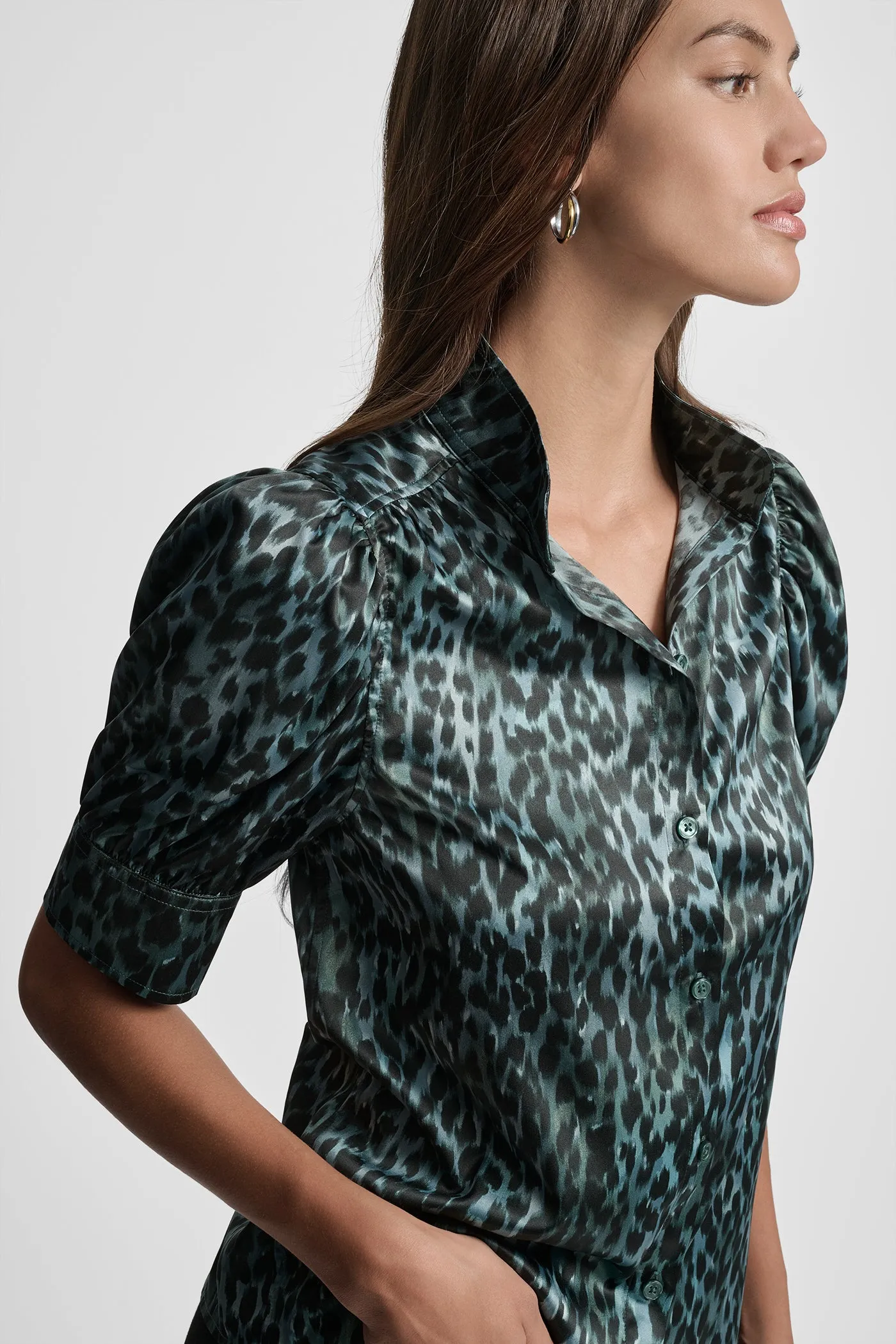 PUFF SLEEVE COLLARLESS SHIRT sold by DKNY product image thumbnail 4