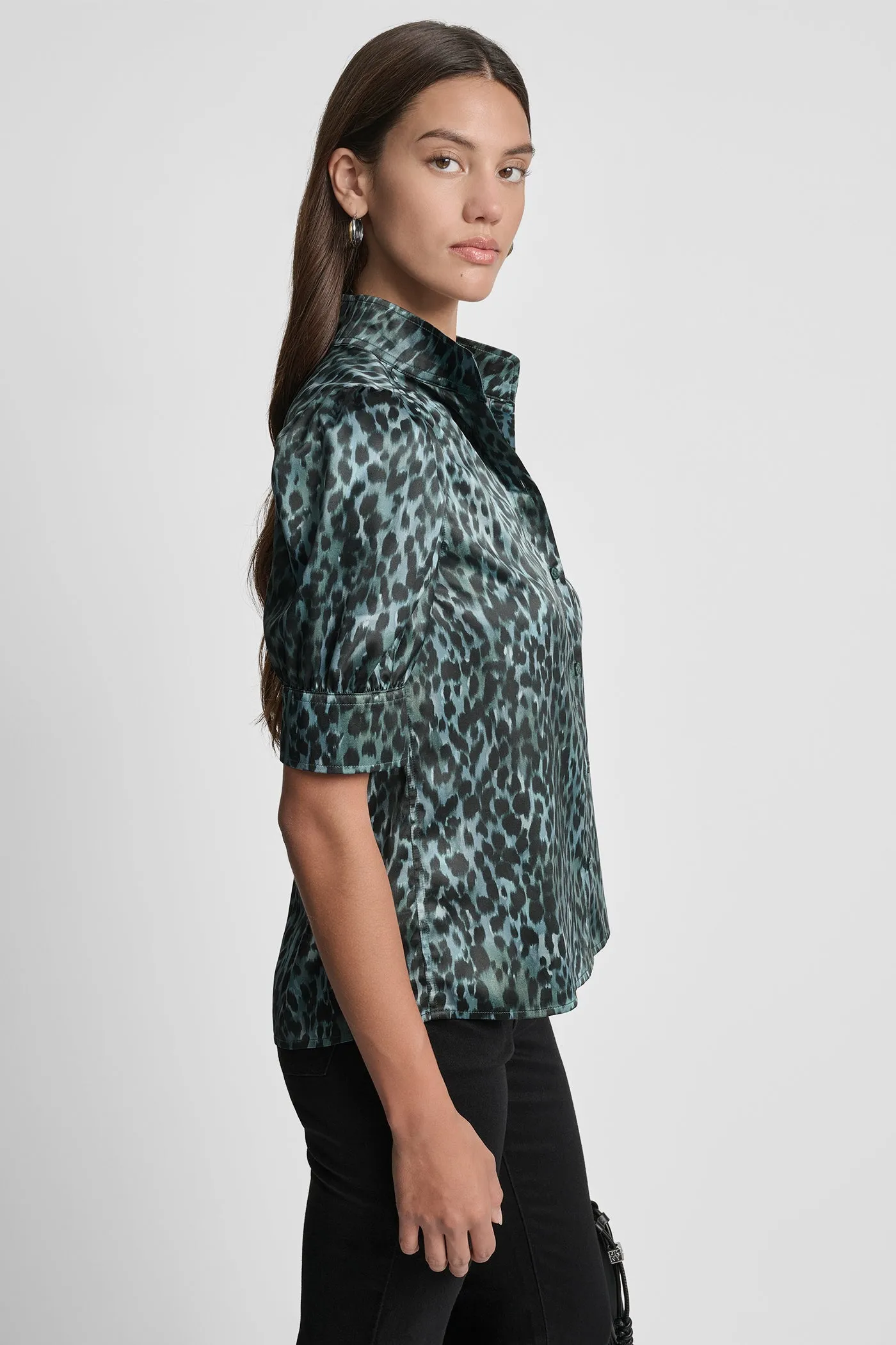 PUFF SLEEVE COLLARLESS SHIRT sold by DKNY product image thumbnail 3