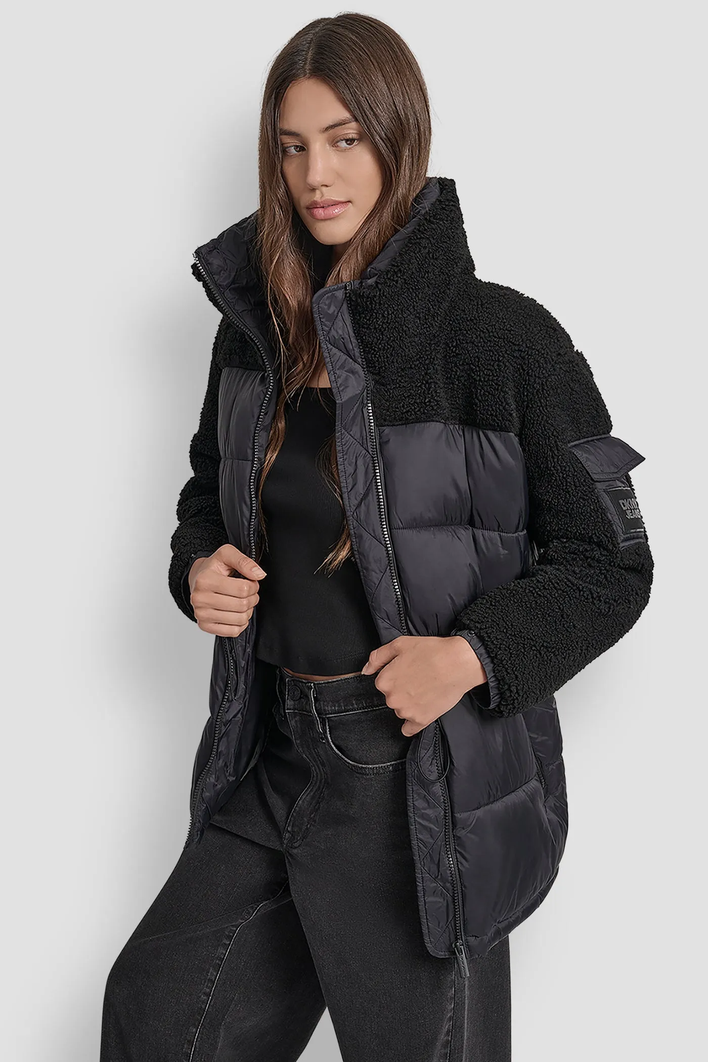 SHERPA PANELED PUFFER COAT sold by DKNY product image thumbnail 5