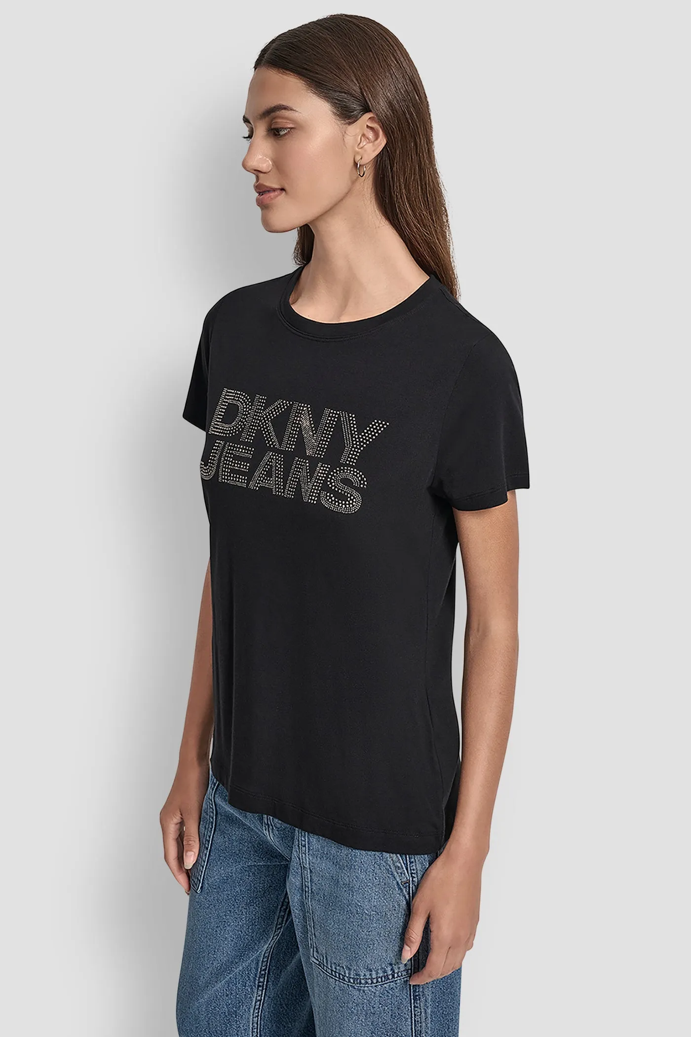 EMBELLISHED STACKED LOGO TEE sold by DKNY product image thumbnail 3