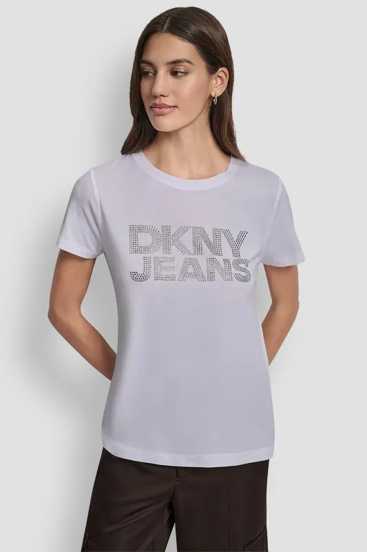 EMBELLISHED STACKED LOGO TEE sold by DKNY