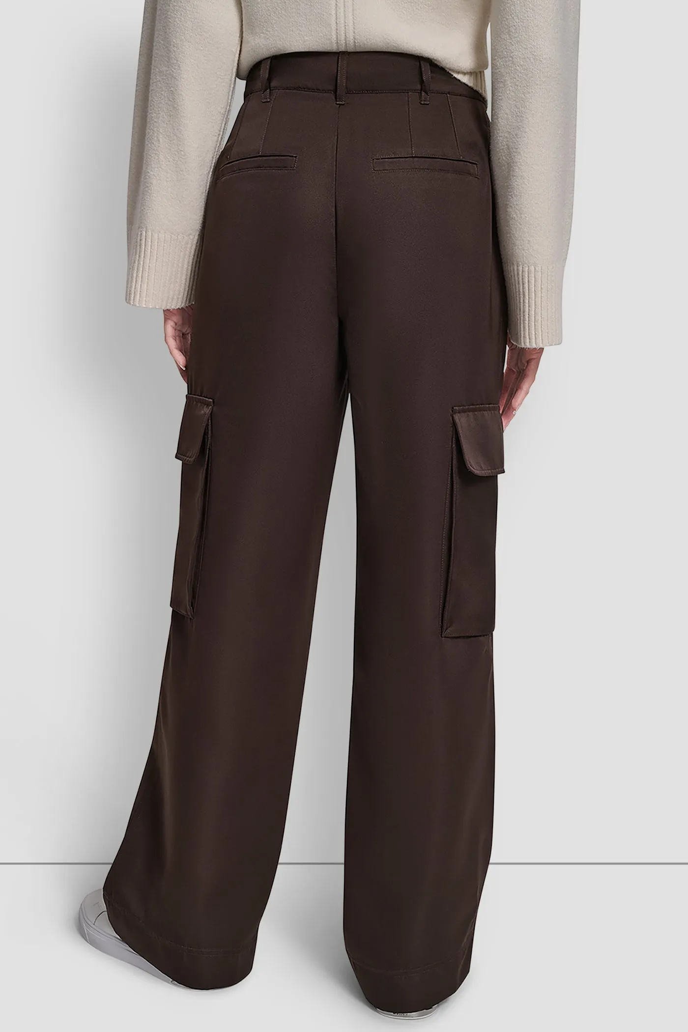 HIGH-RISE SATIN WIDE-LEG CARGO PANT sold by DKNY product image thumbnail 2
