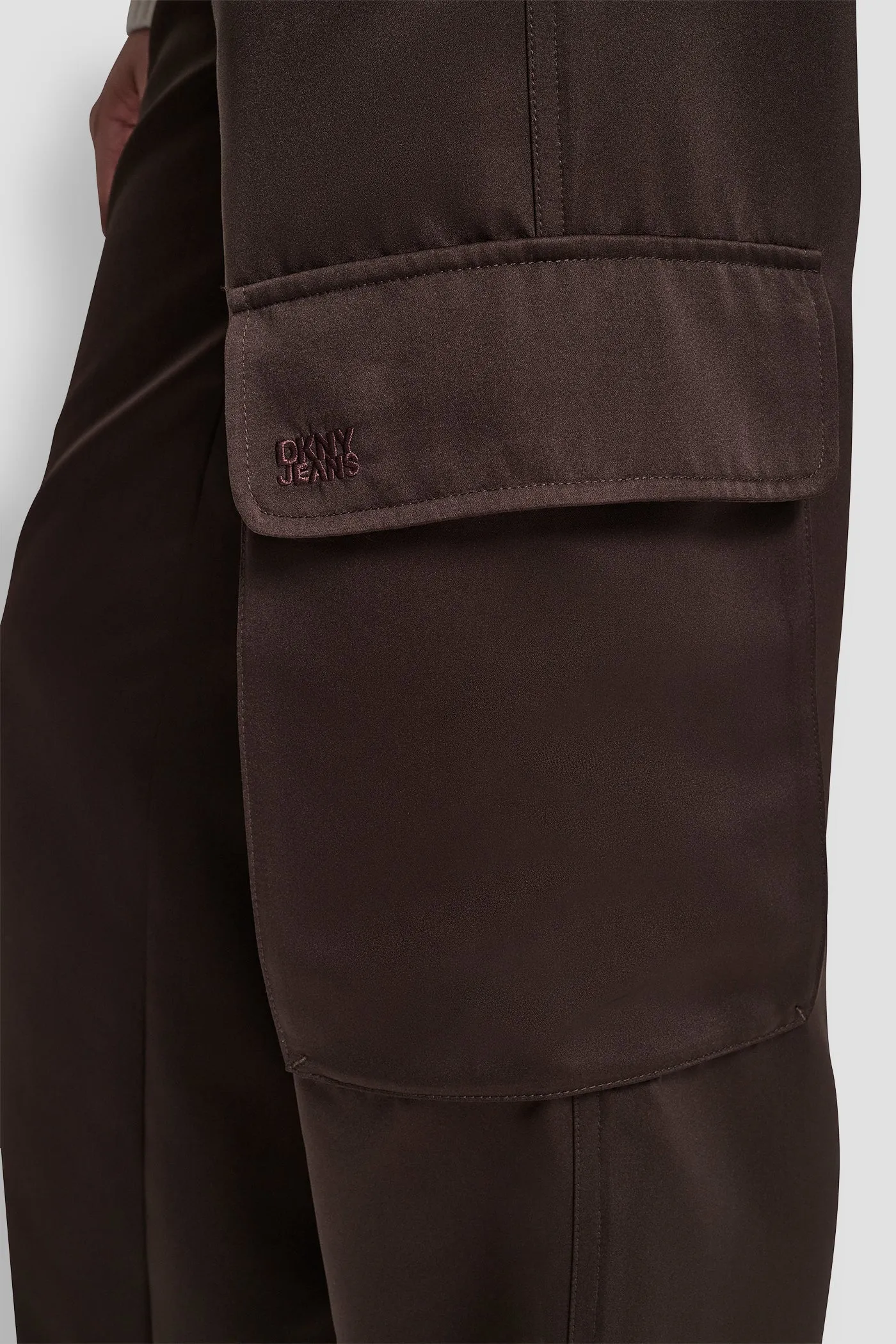 HIGH-RISE SATIN WIDE-LEG CARGO PANT sold by DKNY product image thumbnail 4