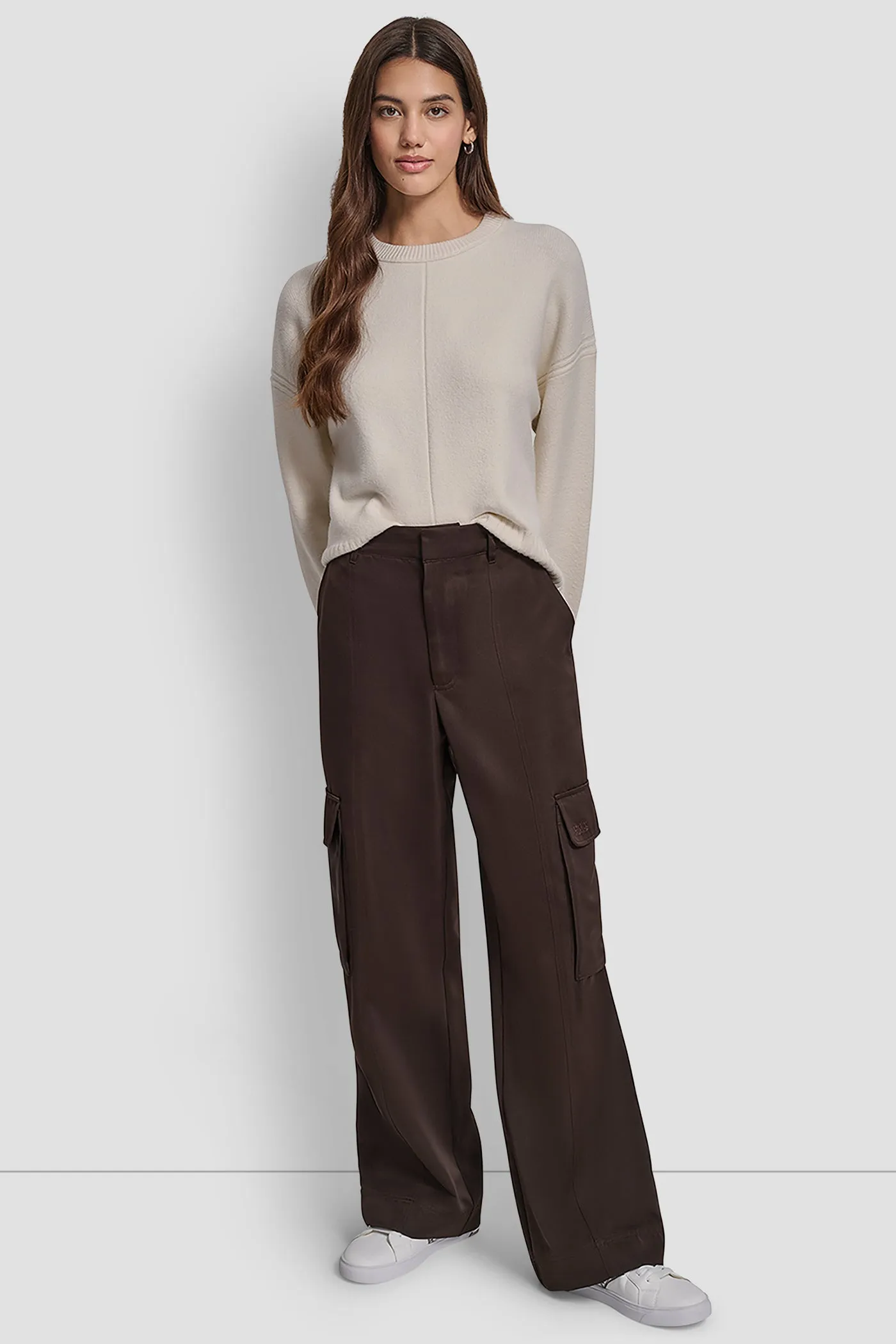 HIGH-RISE SATIN WIDE-LEG CARGO PANT sold by DKNY product image thumbnail 5