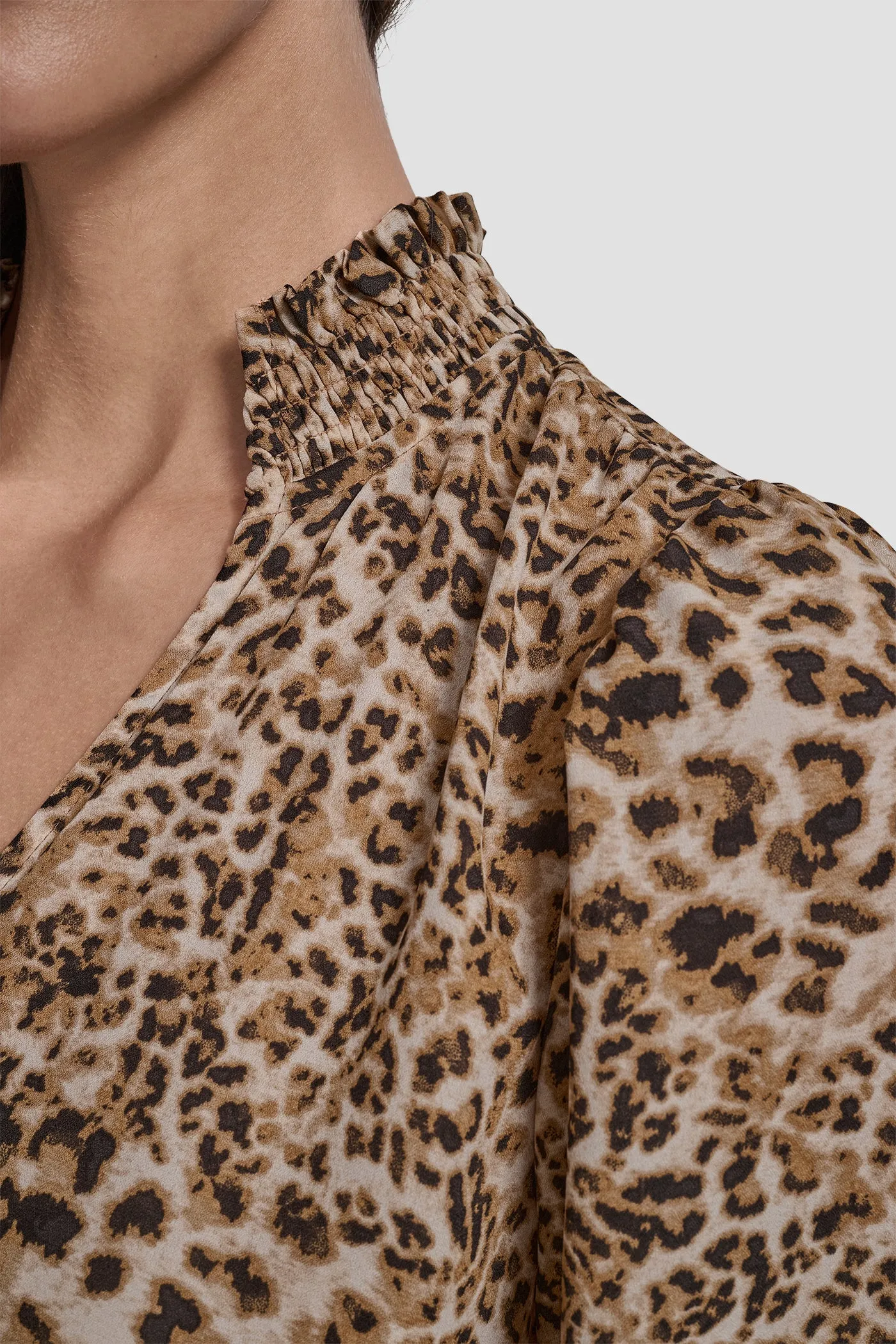 PUFF SLEEVE SMOCKED COLLARLESS SHIRT sold by DKNY product image thumbnail 5