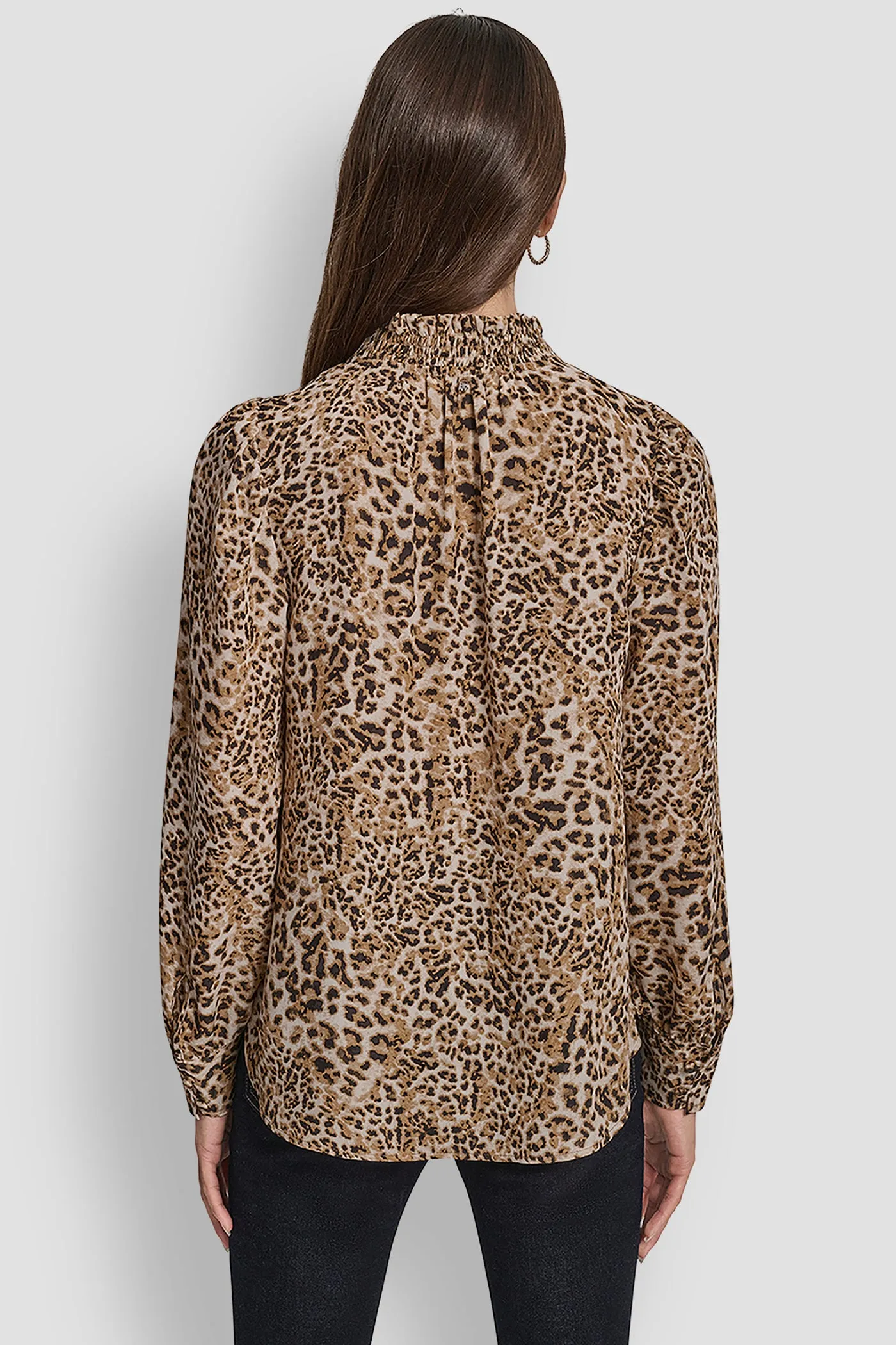 PUFF SLEEVE SMOCKED COLLARLESS SHIRT sold by DKNY product image thumbnail 2