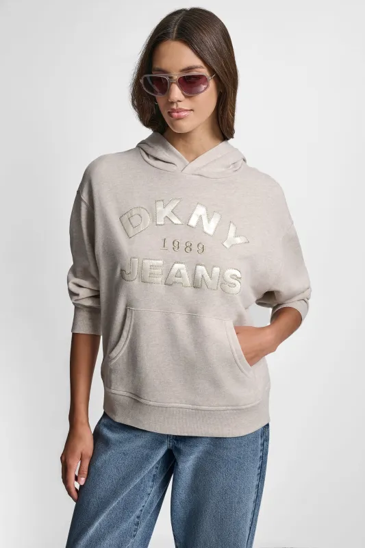 DKNY JEANS SATIN APPLIQUE CHAINSTITCH LOGO SWEATSHIRT sold by DKNY