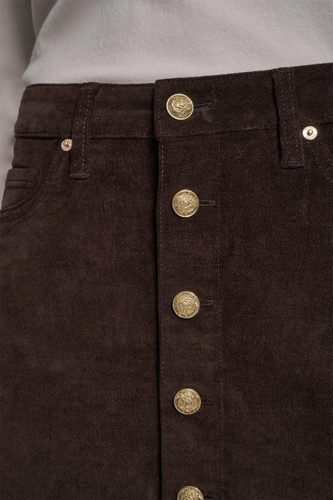 HIGH-RISE FAUX CRUSHED CORDUROY BUTTON-FRONT MINI SKIRT sold by DKNY product image thumbnail 4