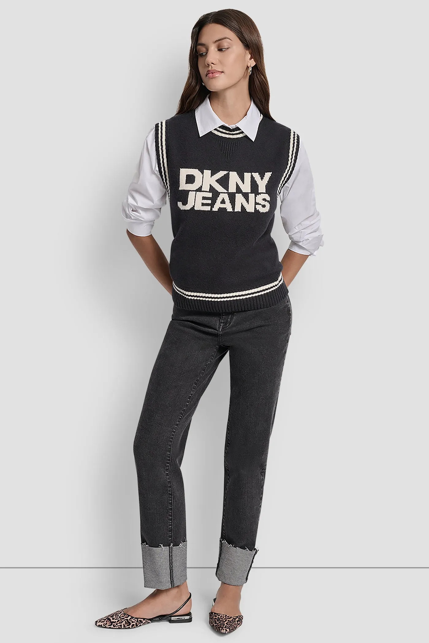 LOGO-JACQUARD SWEATER VEST sold by DKNY product image thumbnail 5