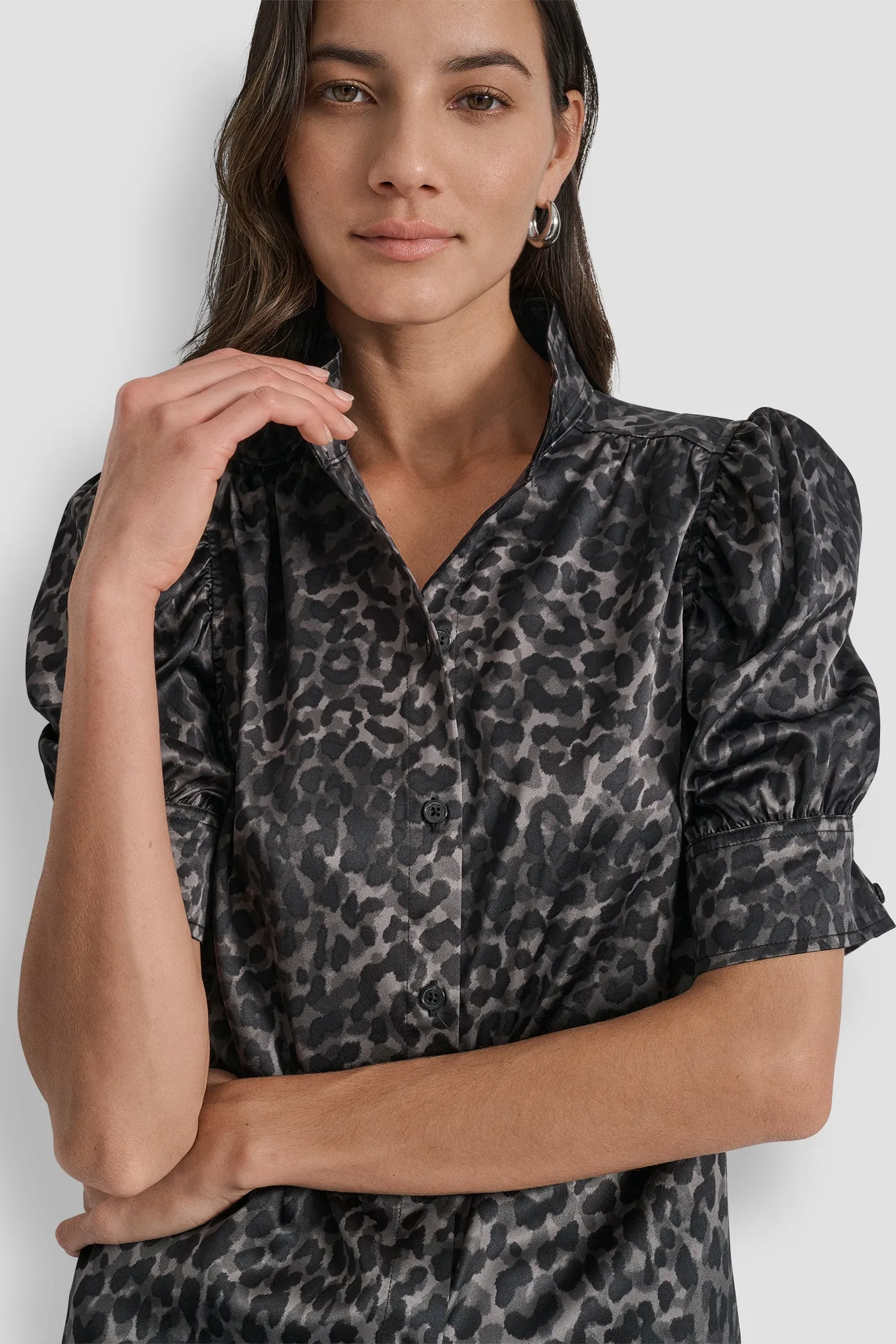 PUFF SLEEVE COLLARLESS SHIRT sold by DKNY product image thumbnail 4