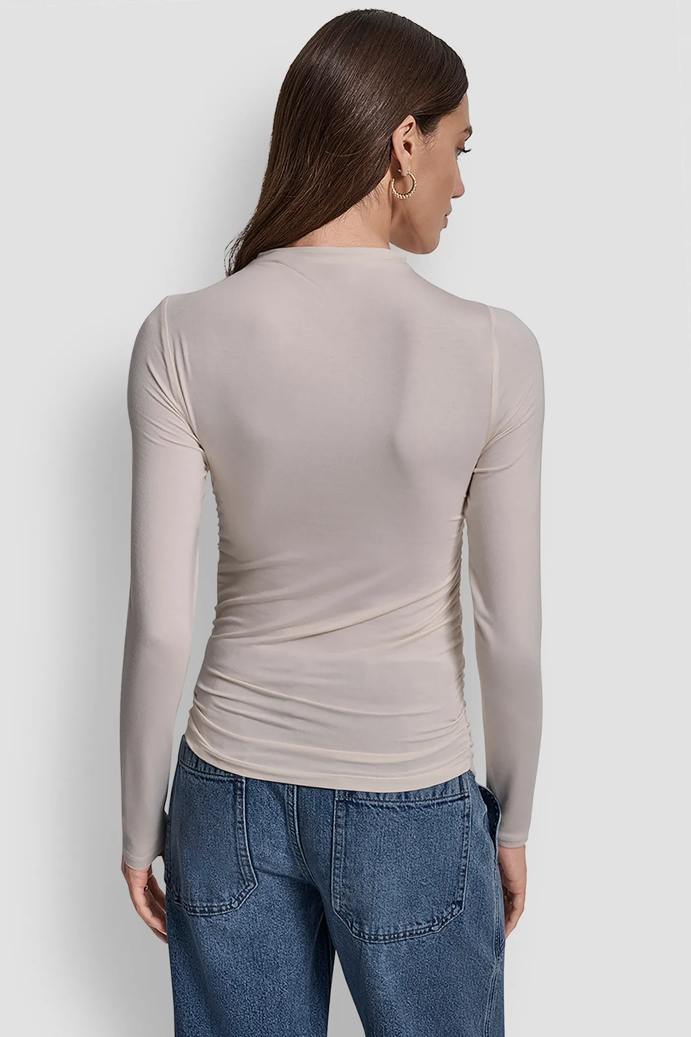 SIDE RUCHED HIGH NECK LONG SLEEVE TOP WITH RHINESTONE sold by DKNY product image thumbnail 2