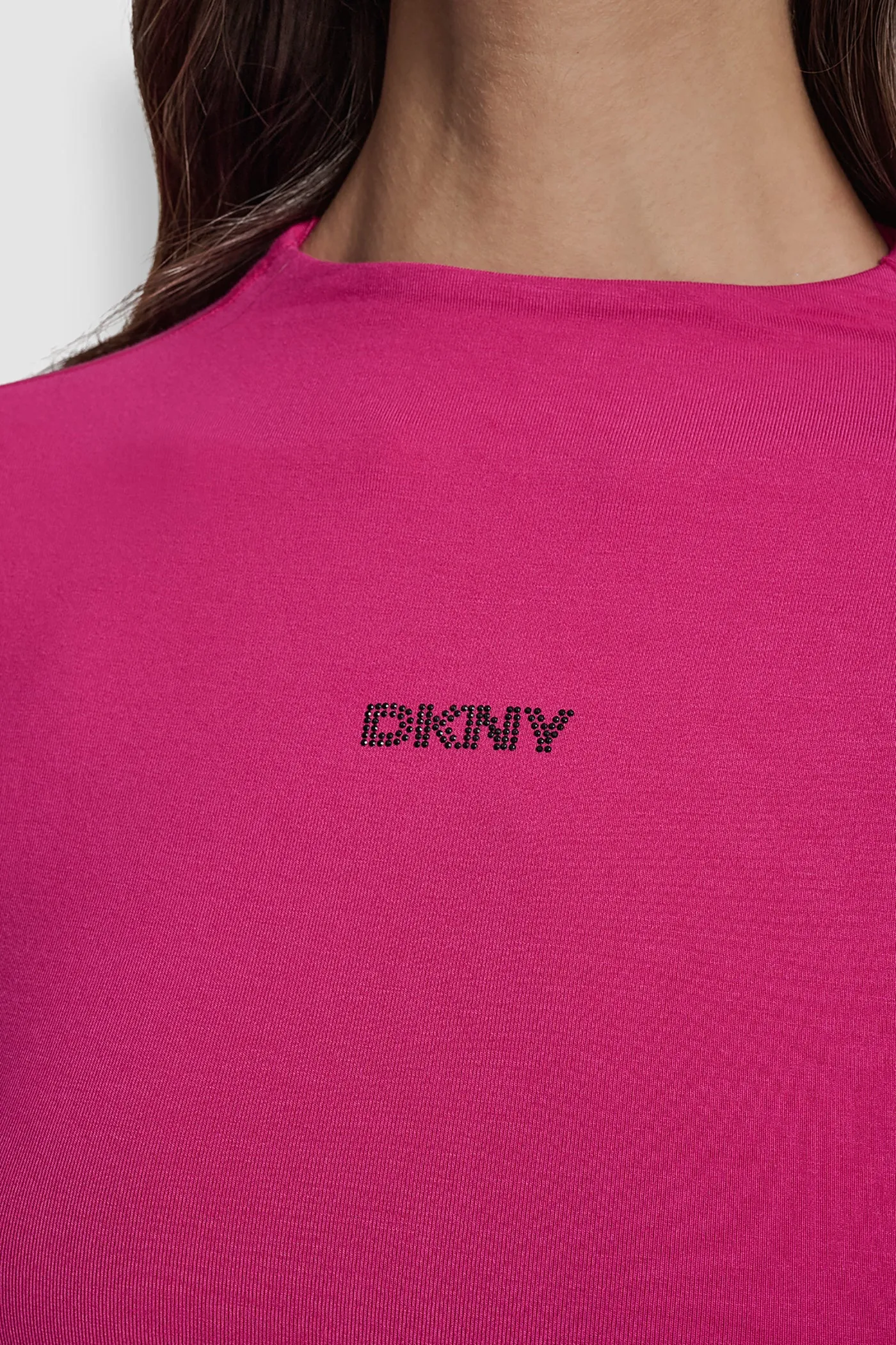 SIDE RUCHED HIGH NECK LONG SLEEVE TOP WITH RHINESTONE sold by DKNY product image thumbnail 4