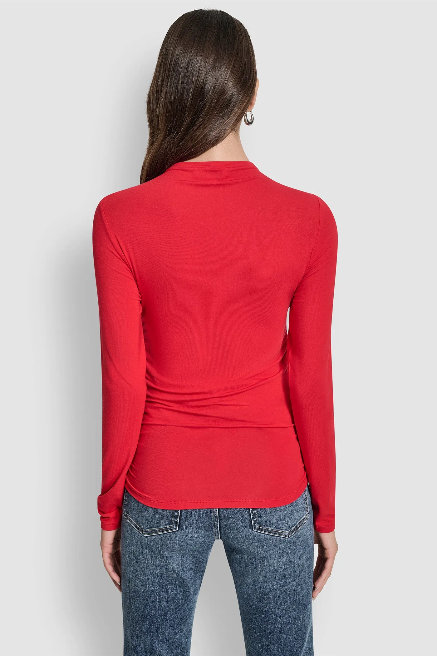 SIDE RUCHED HIGH NECK LONG SLEEVE TOP WITH RHINESTONE sold by DKNY product image thumbnail 2