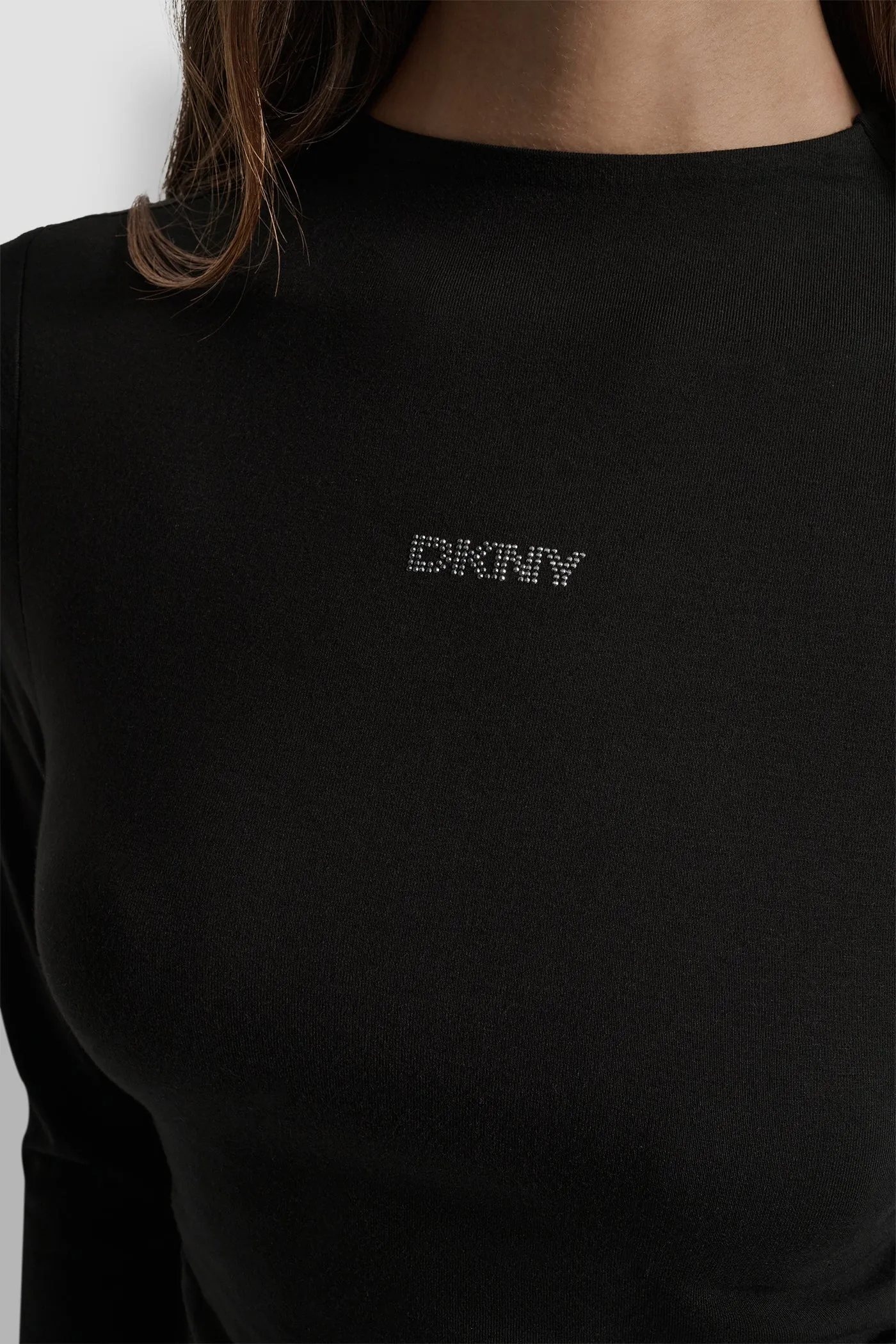 SIDE RUCHED HIGH NECK LONG SLEEVE TOP WITH RHINESTONE sold by DKNY product image thumbnail 5