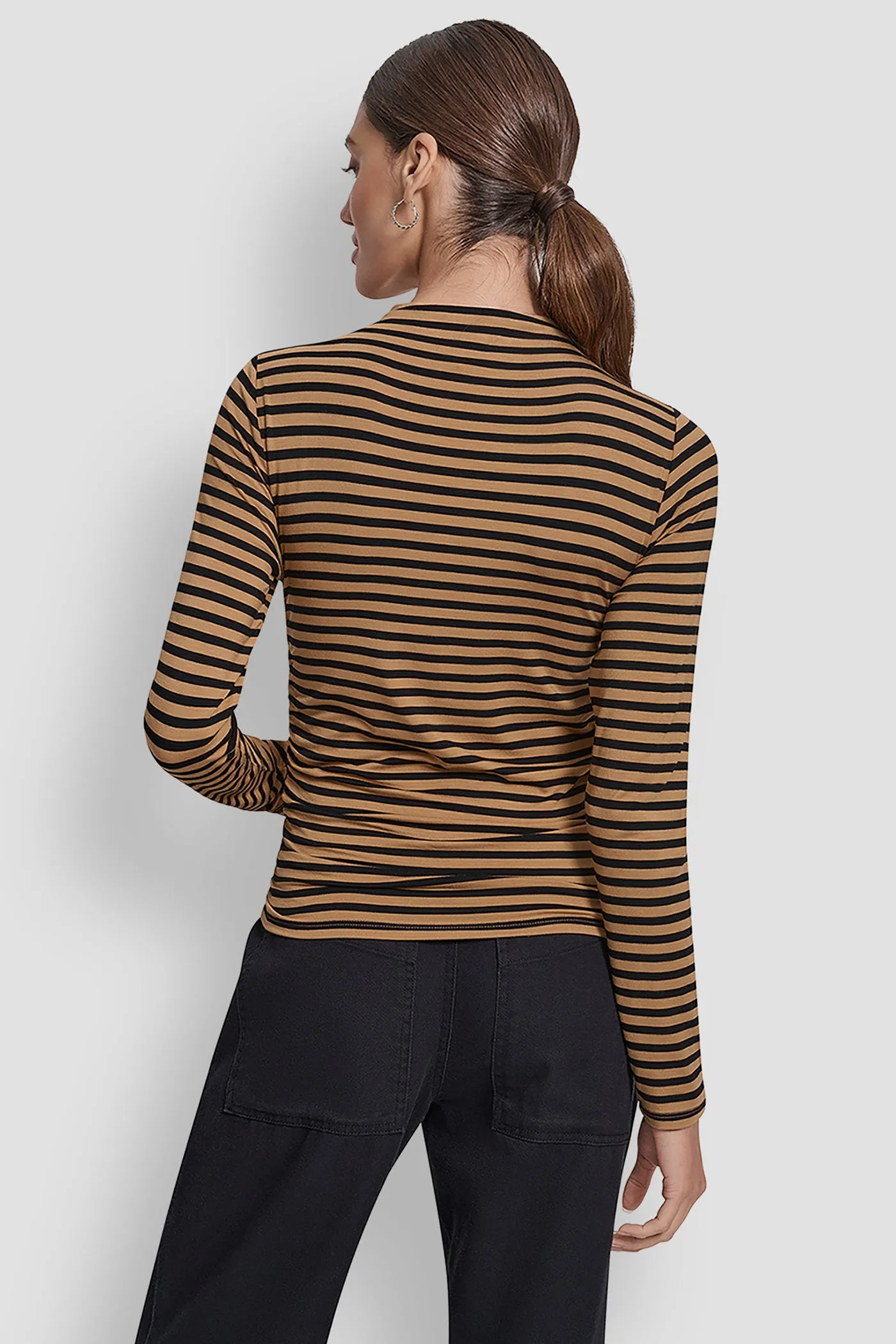 SIDE RUCHED HIGH NECK LONG SLEEVE TOP WITH RHINESTONE sold by DKNY product image thumbnail 2