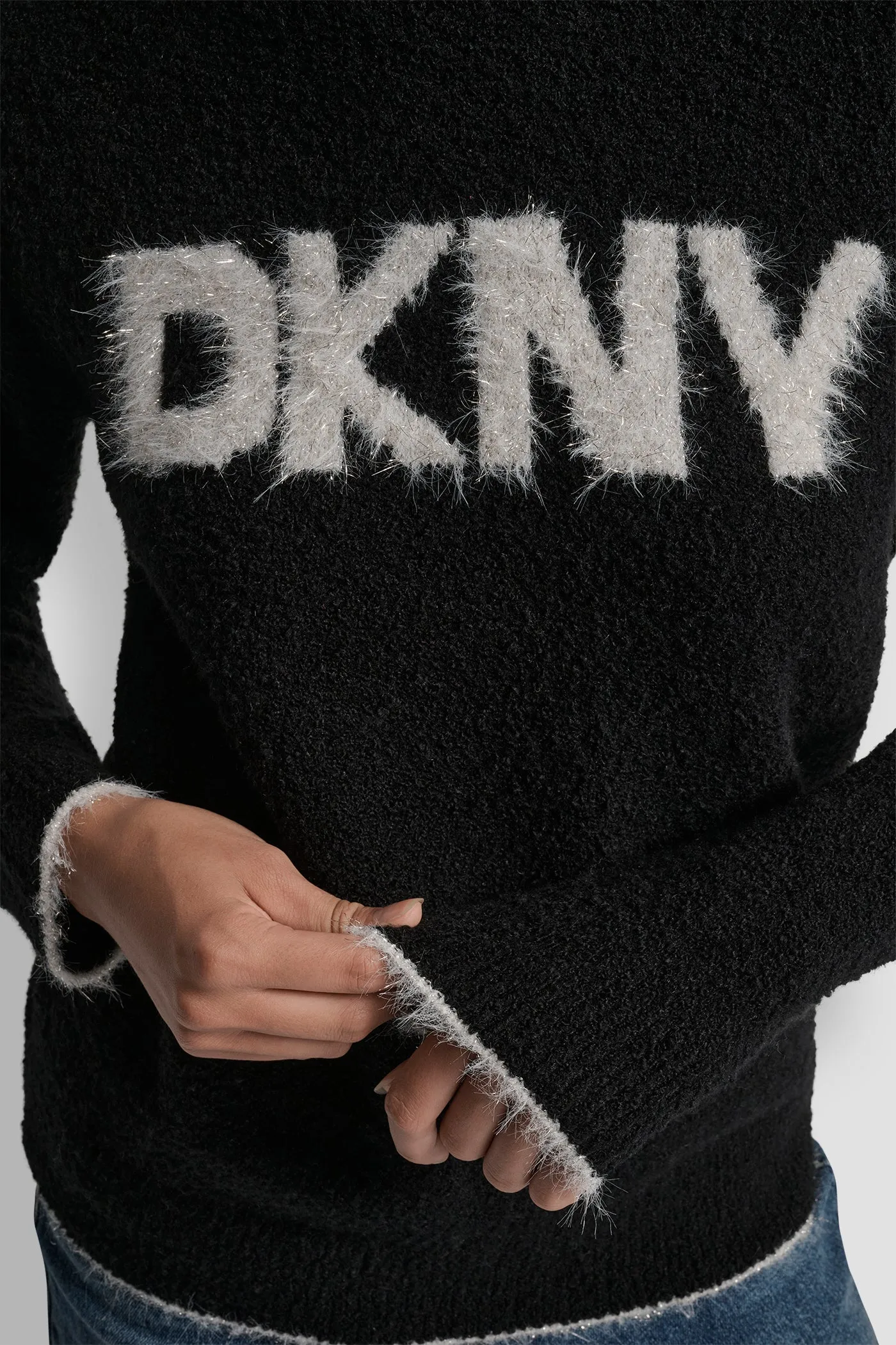 DKNY TINSEL LOGO LONG SLEEVE RAGLAN SWEATER sold by DKNY product image thumbnail 4