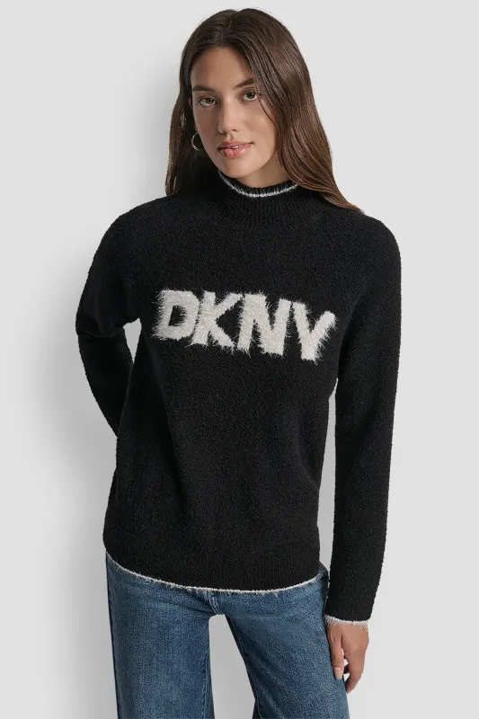 DKNY TINSEL LOGO LONG SLEEVE RAGLAN SWEATER sold by DKNY