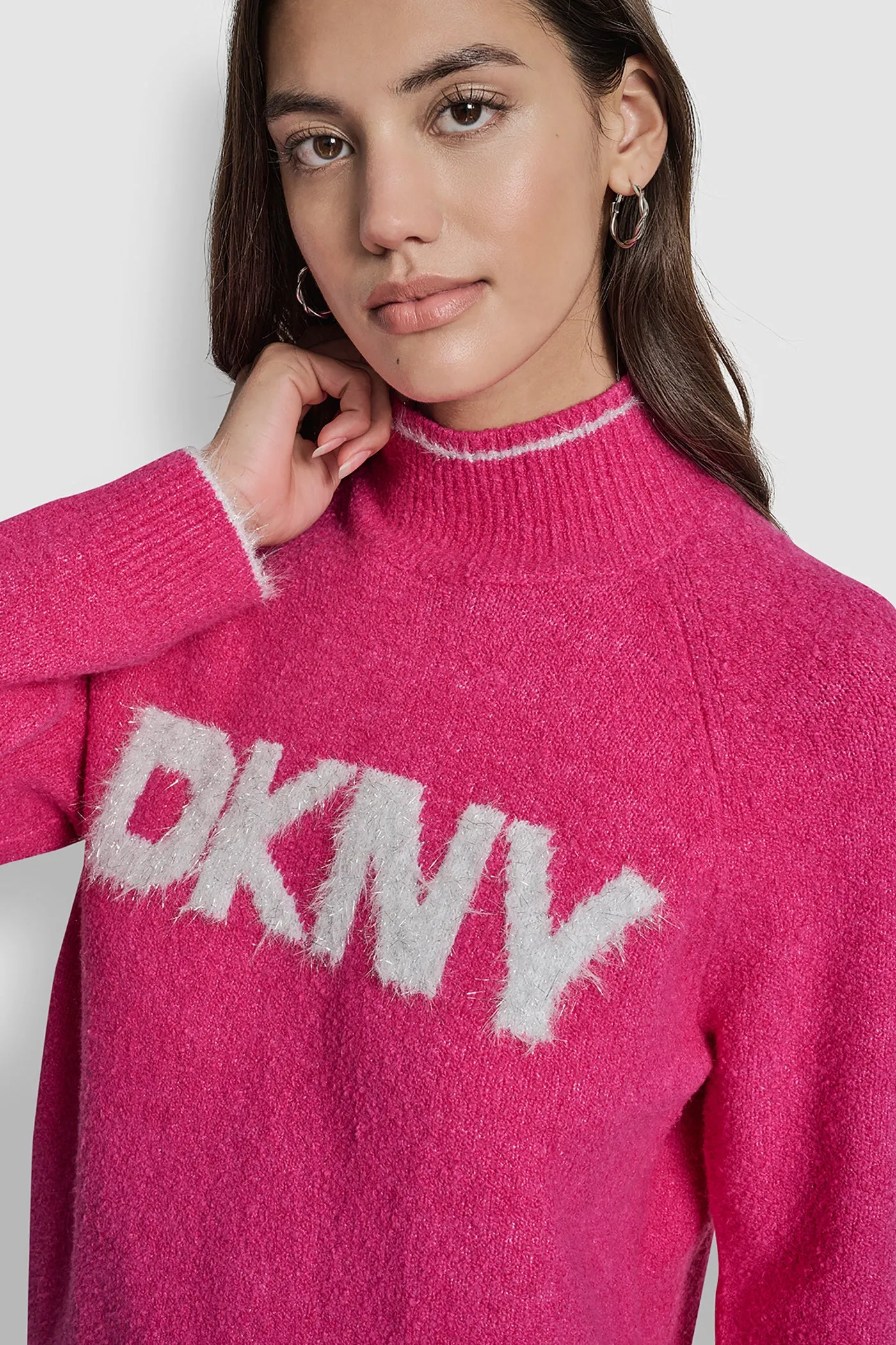 DKNY TINSEL LOGO LONG SLEEVE RAGLAN SWEATER sold by DKNY product image thumbnail 4