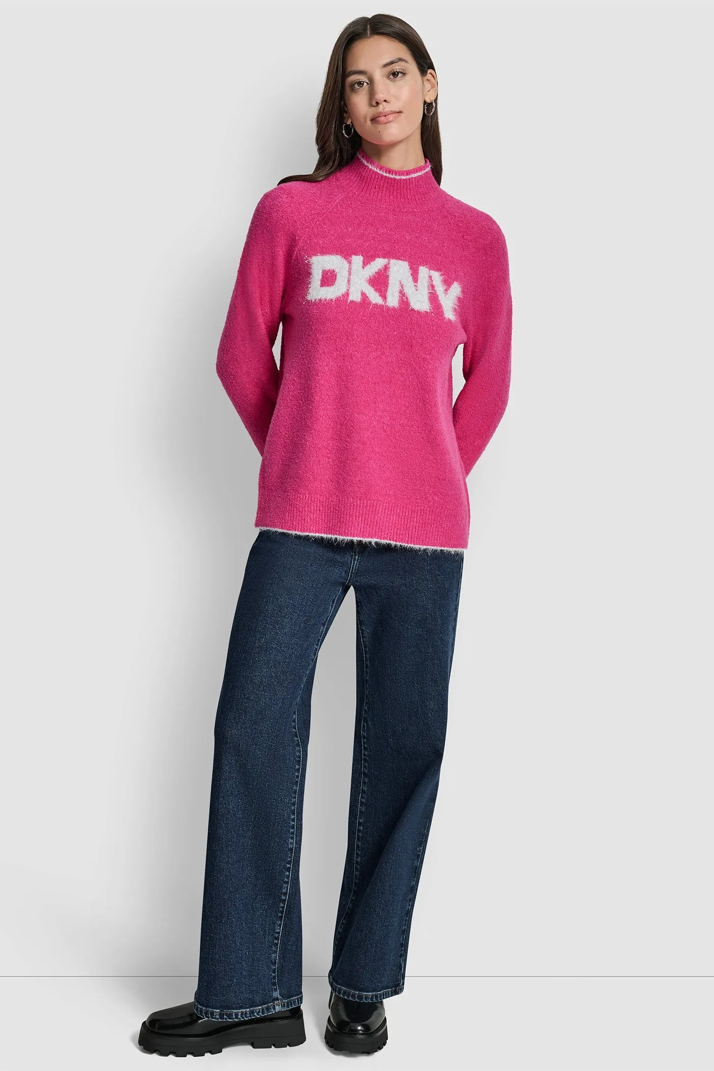 DKNY TINSEL LOGO LONG SLEEVE RAGLAN SWEATER sold by DKNY product image thumbnail 5