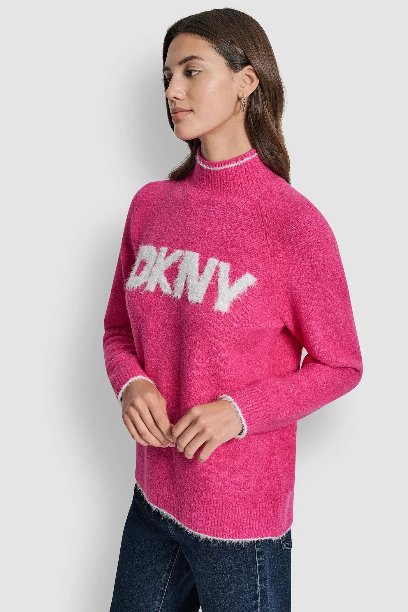 DKNY TINSEL LOGO LONG SLEEVE RAGLAN SWEATER sold by DKNY product image thumbnail 3