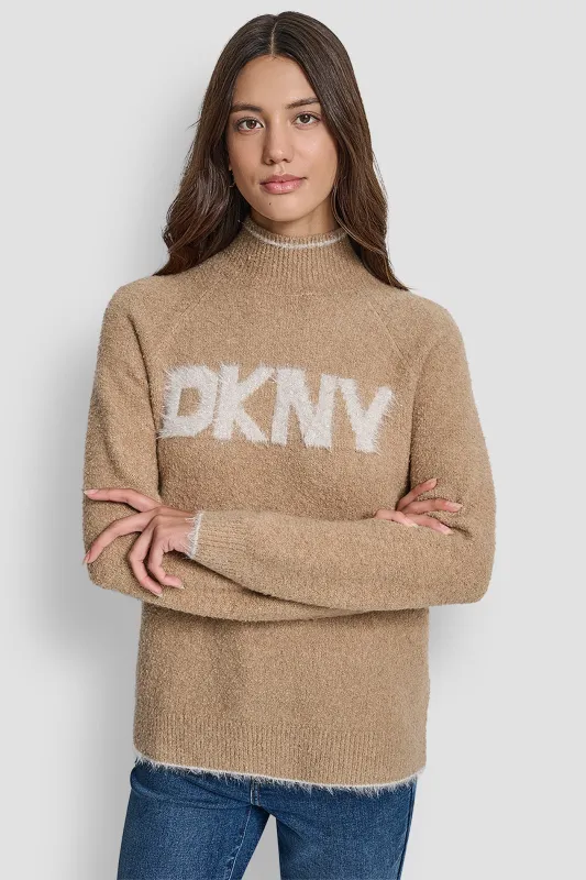DKNY TINSEL LOGO LONG SLEEVE RAGLAN SWEATER sold by DKNY