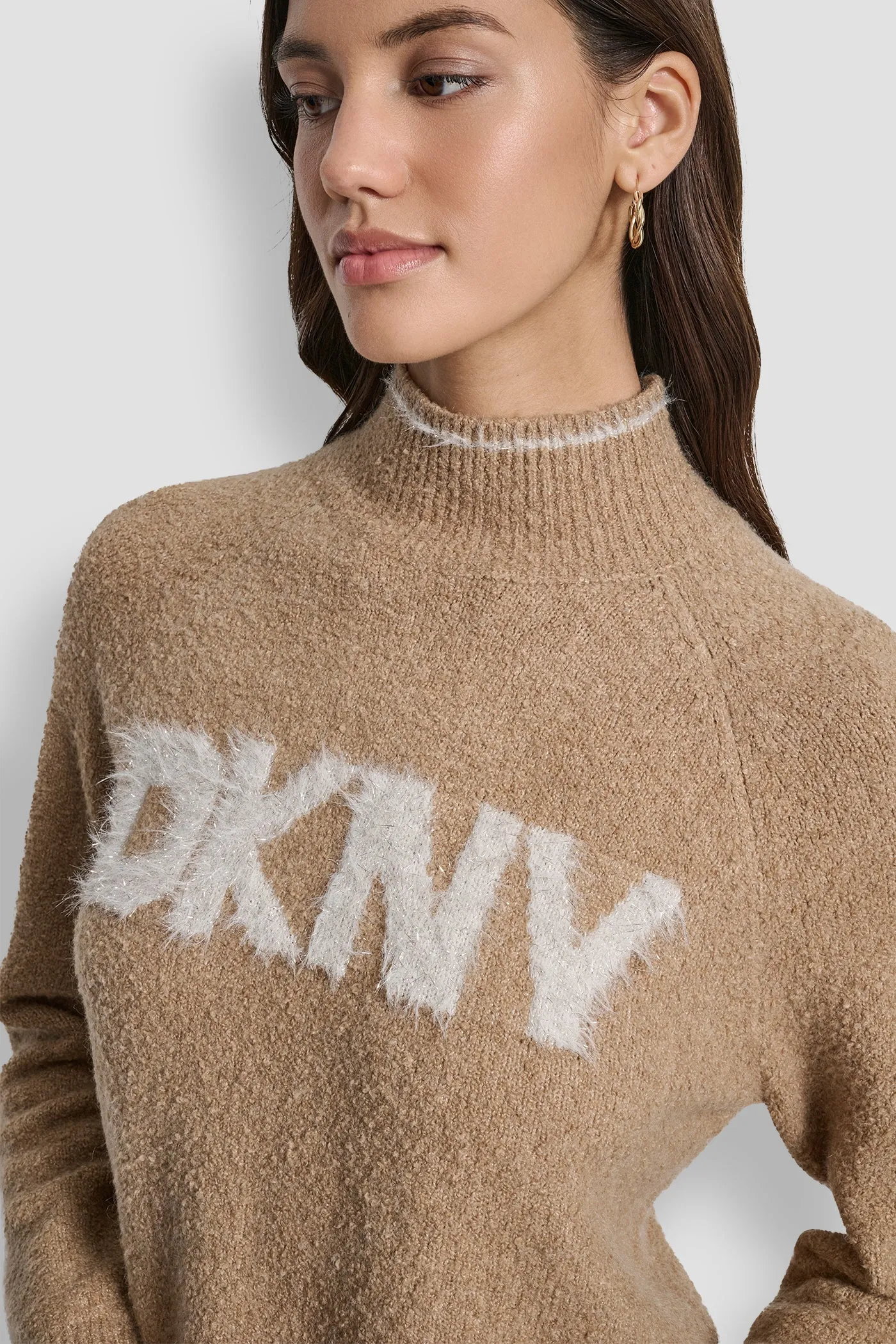 DKNY TINSEL LOGO LONG SLEEVE RAGLAN SWEATER sold by DKNY product image thumbnail 4