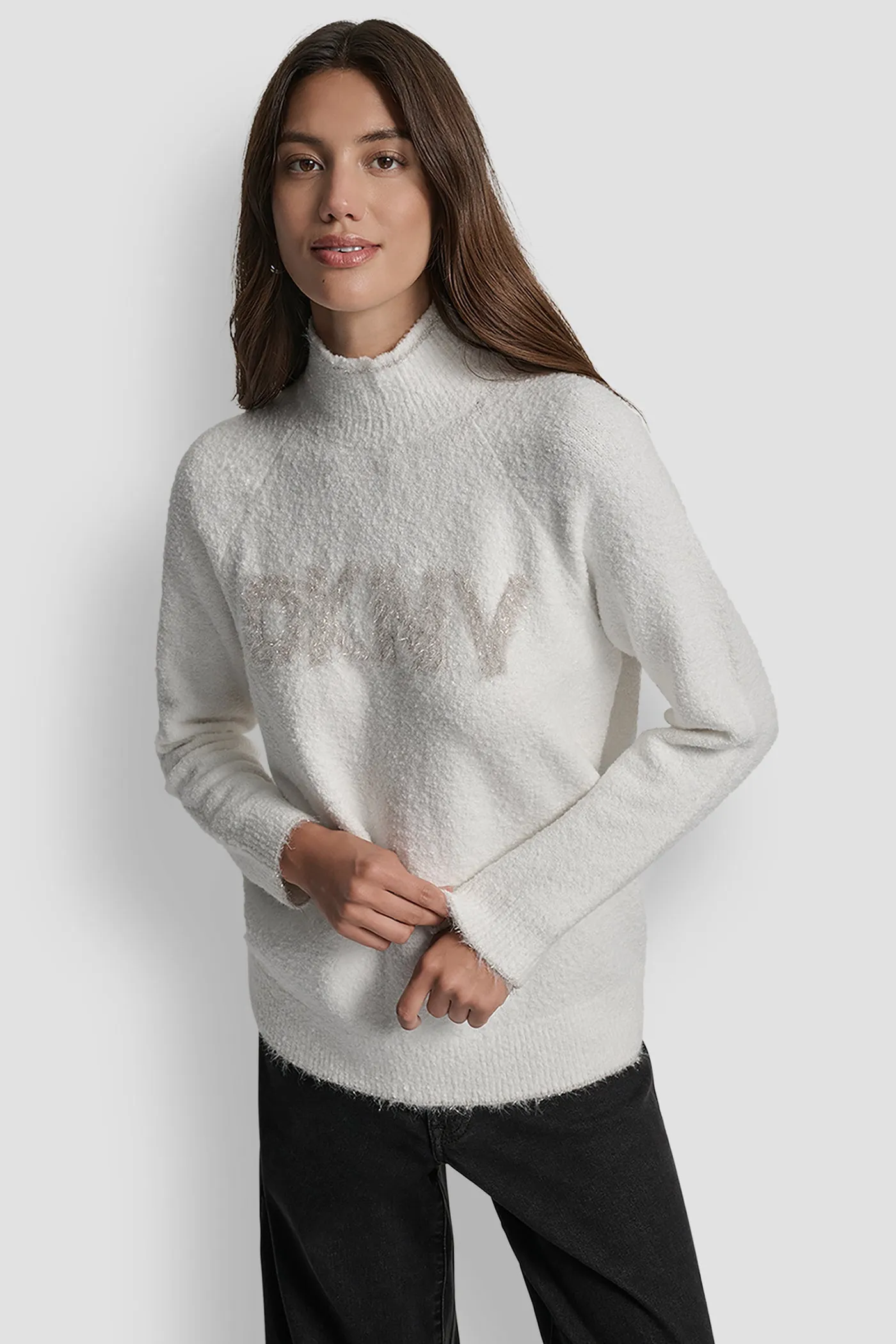 DKNY TINSEL LOGO LONG SLEEVE RAGLAN SWEATER sold by DKNY product image thumbnail 4